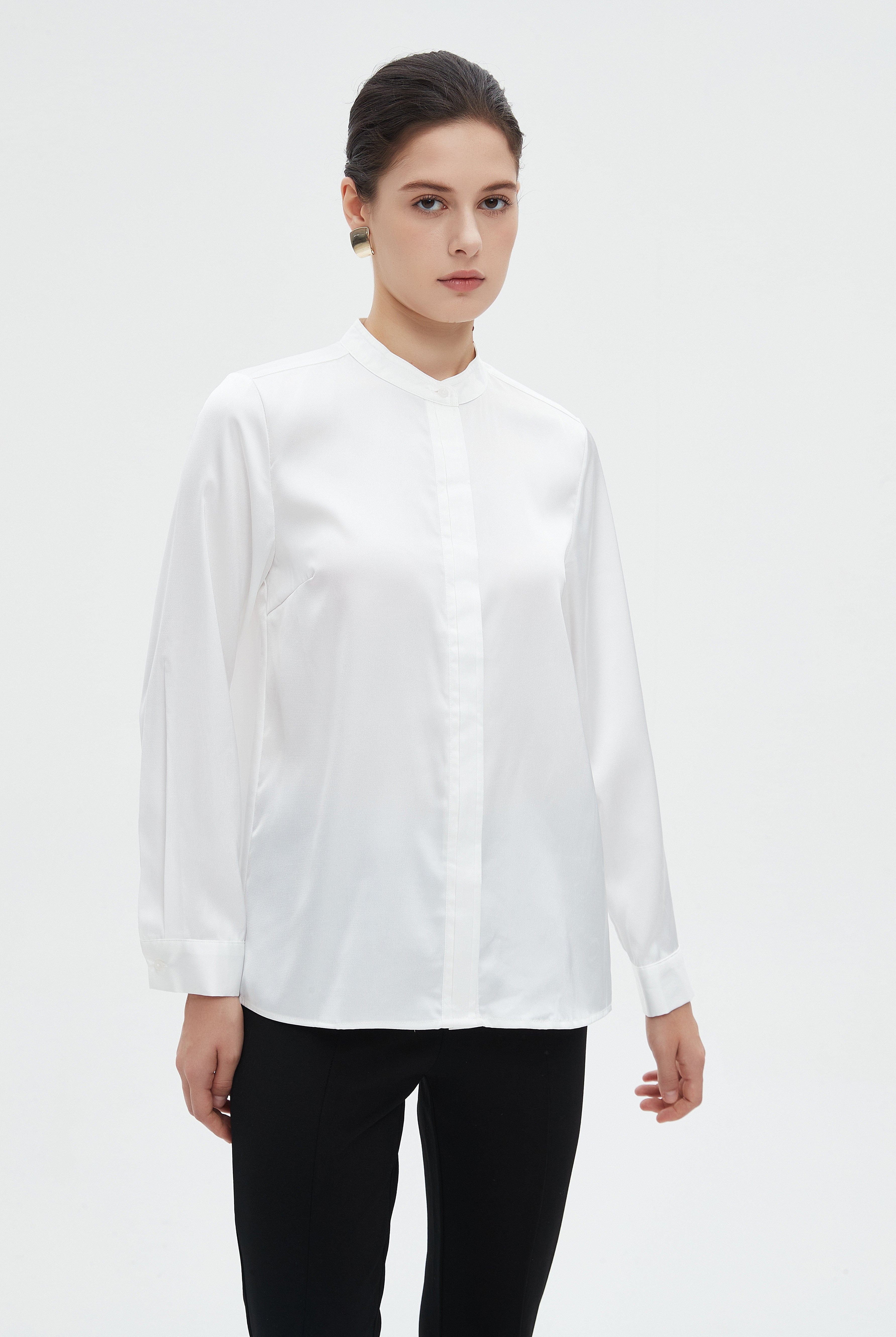 ميكا بلوزة نسائية سادة طويلة بكم طويل