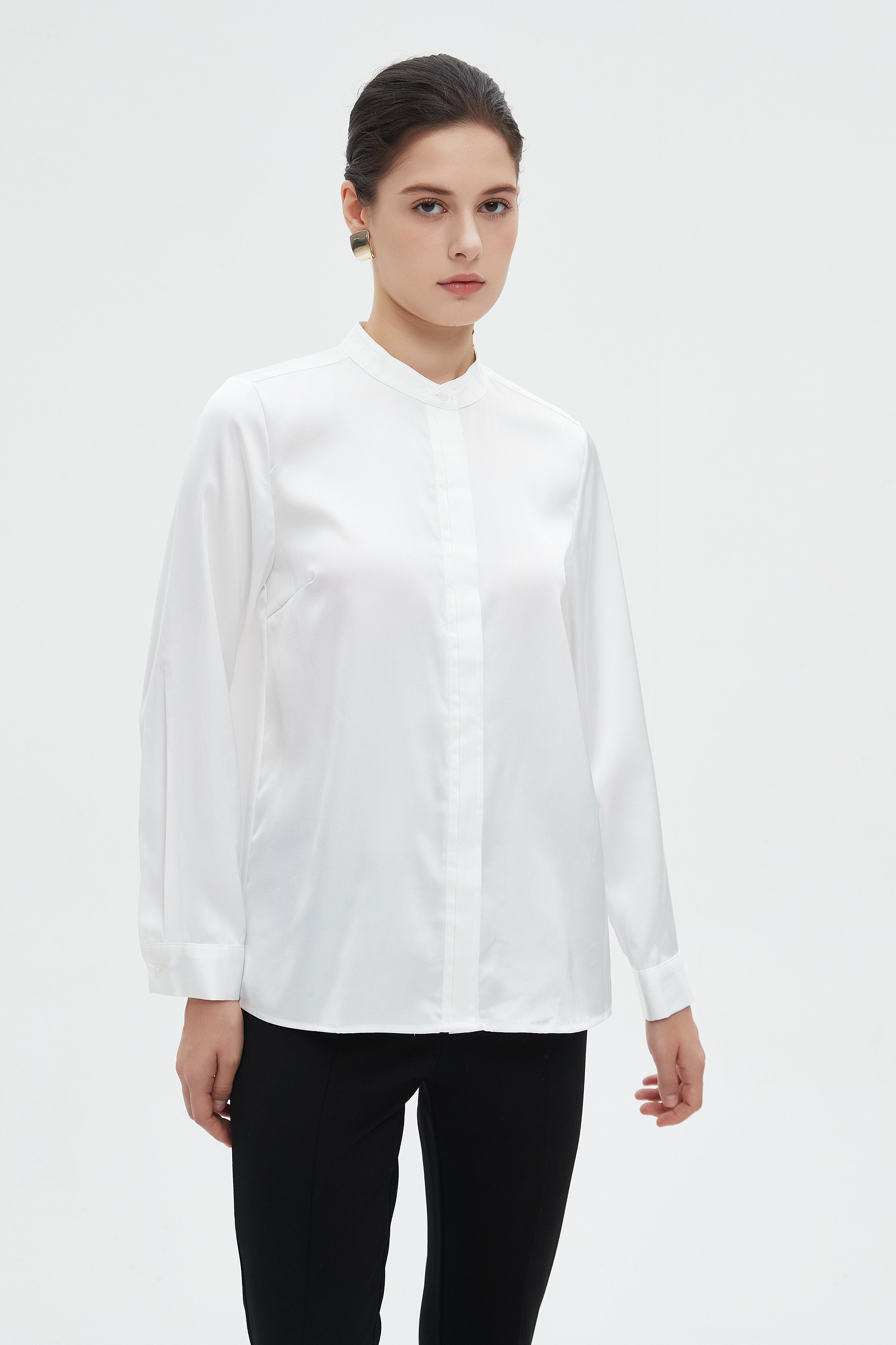 ميكا بلوزة نسائية سادة طويلة بكم طويل