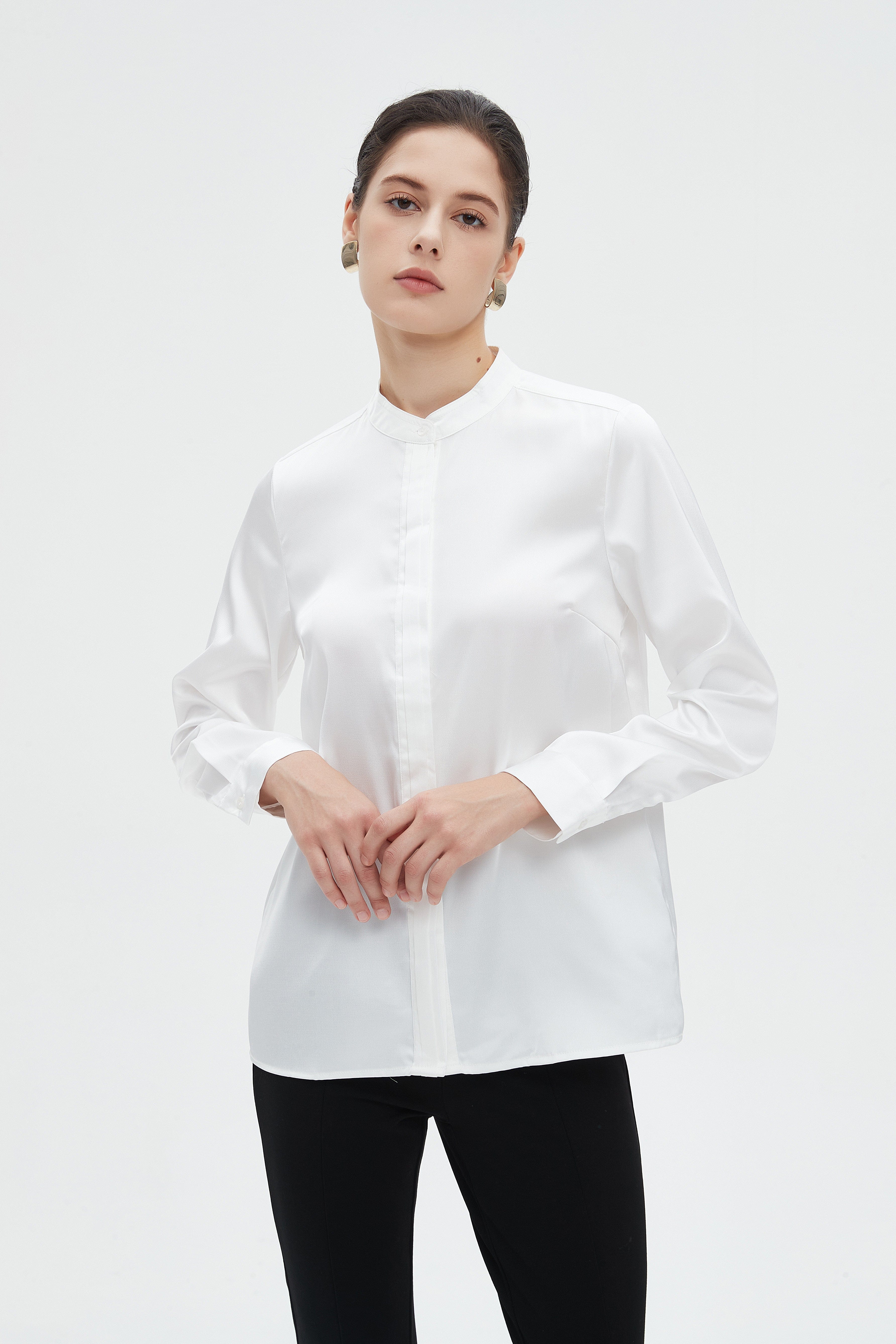 ميكا بلوزة نسائية سادة طويلة بكم طويل