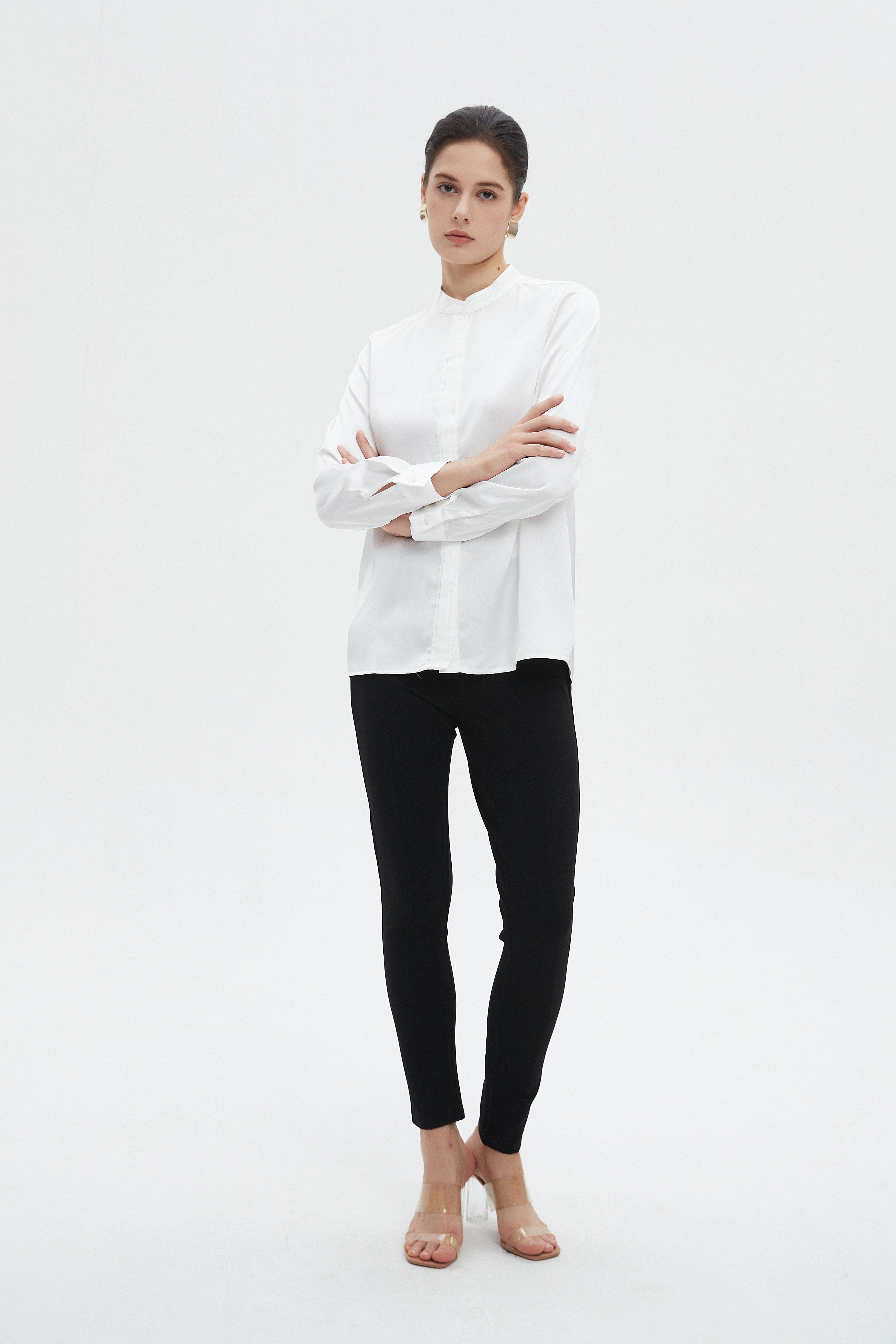 ميكا بلوزة نسائية سادة طويلة بكم طويل