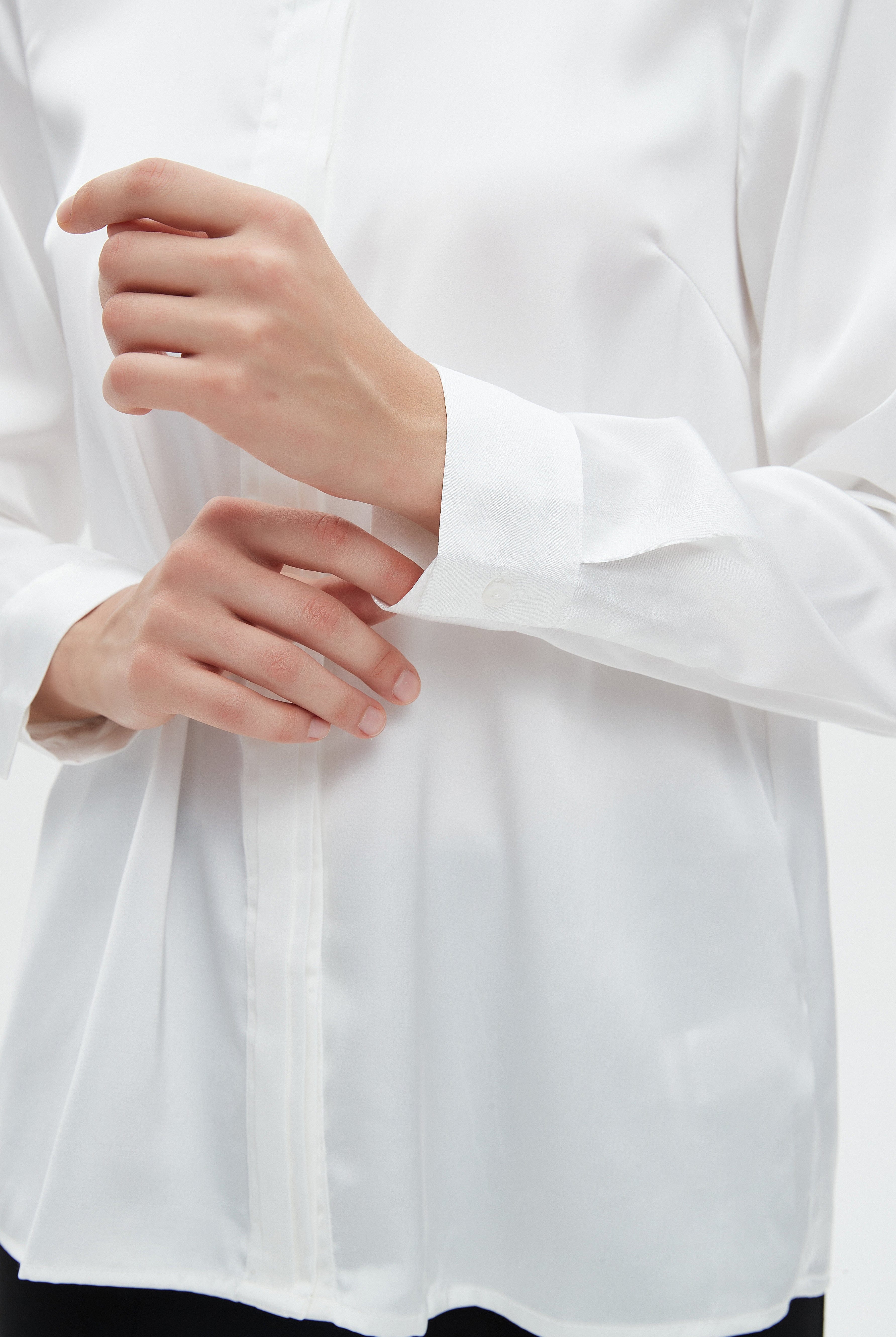 ميكا بلوزة نسائية سادة طويلة بكم طويل