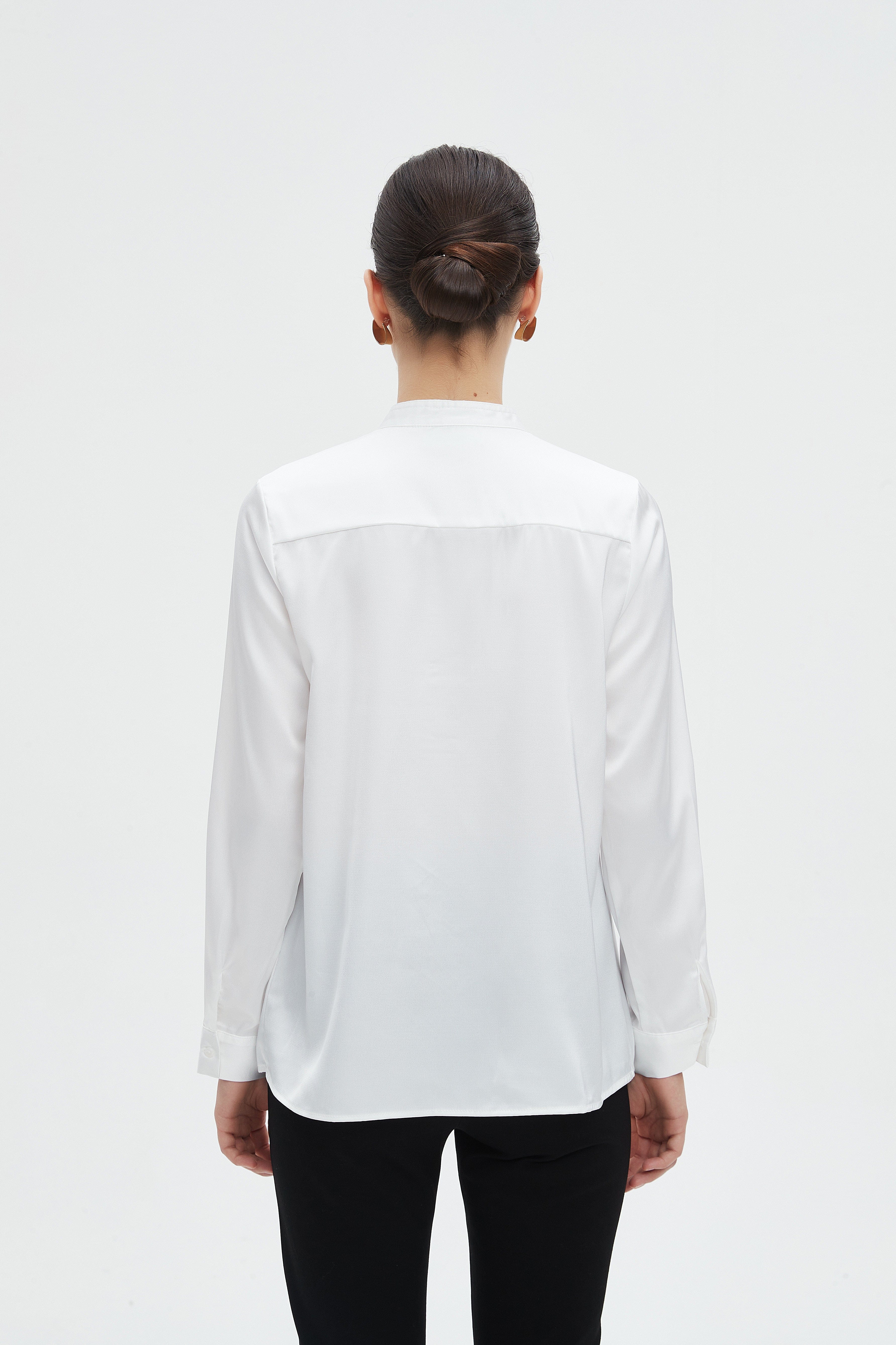 ميكا بلوزة نسائية سادة طويلة بكم طويل