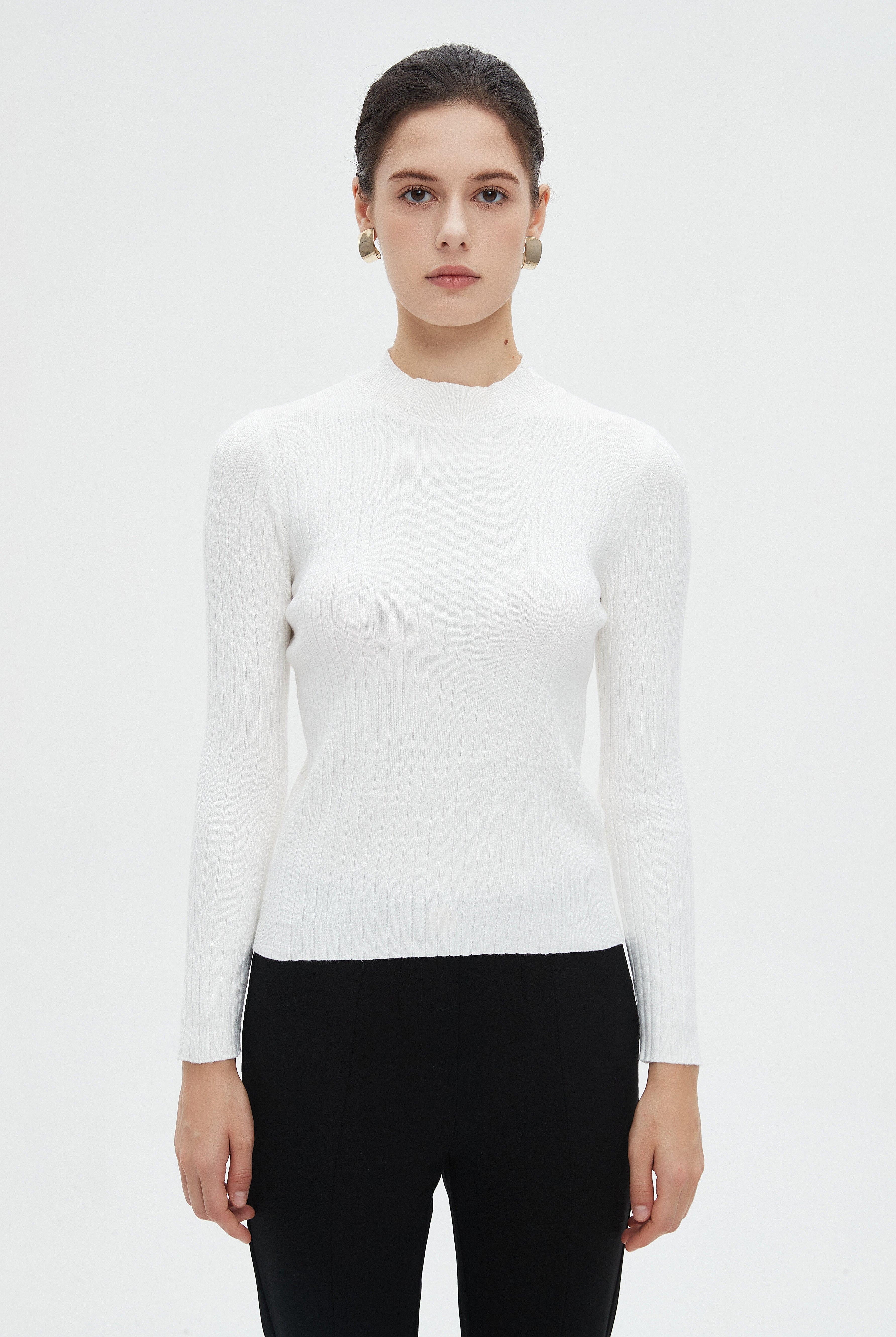 ميكا بلوزة نسائية شتوية بأكمام طويلة سادة