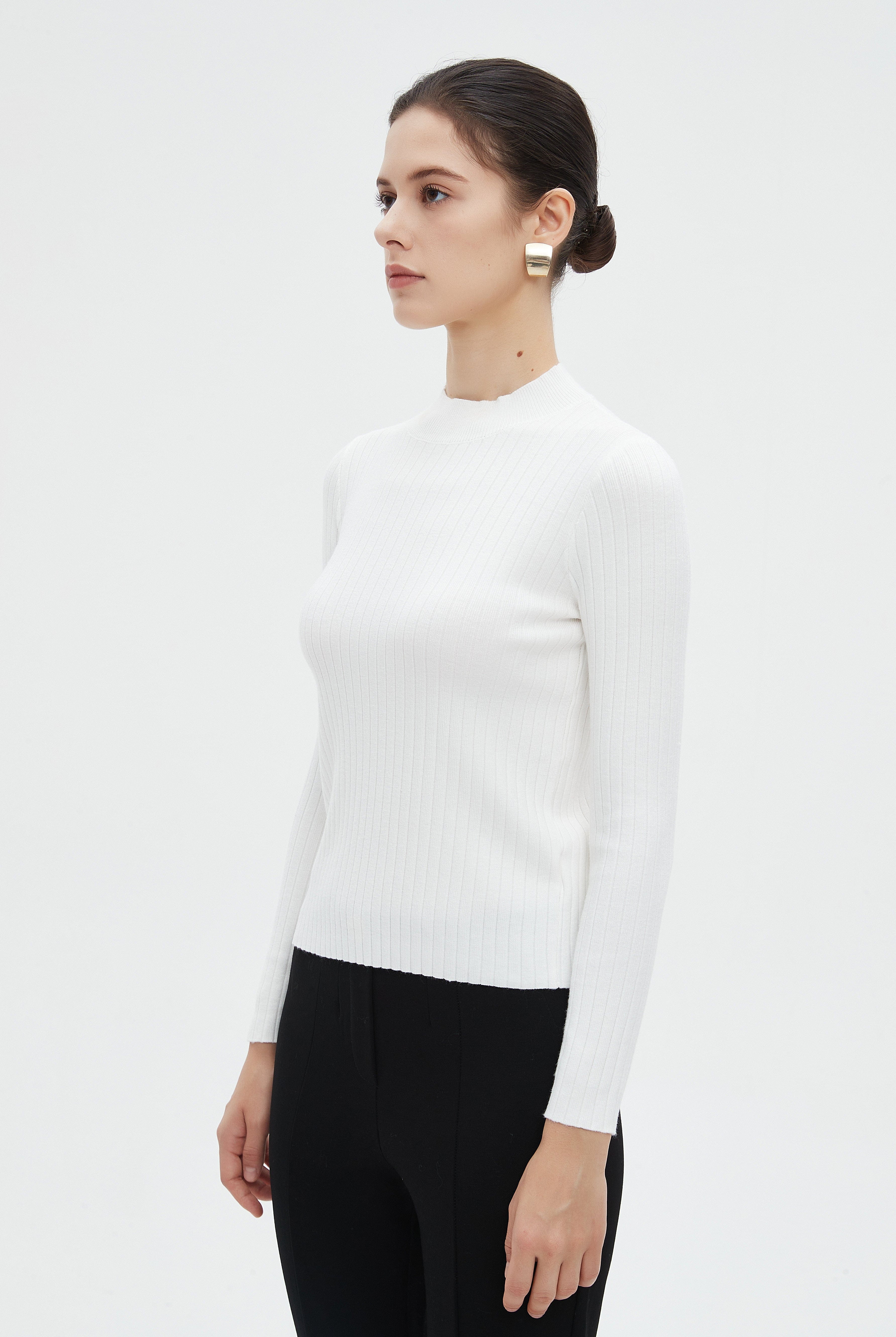 ميكا بلوزة نسائية شتوية بأكمام طويلة سادة