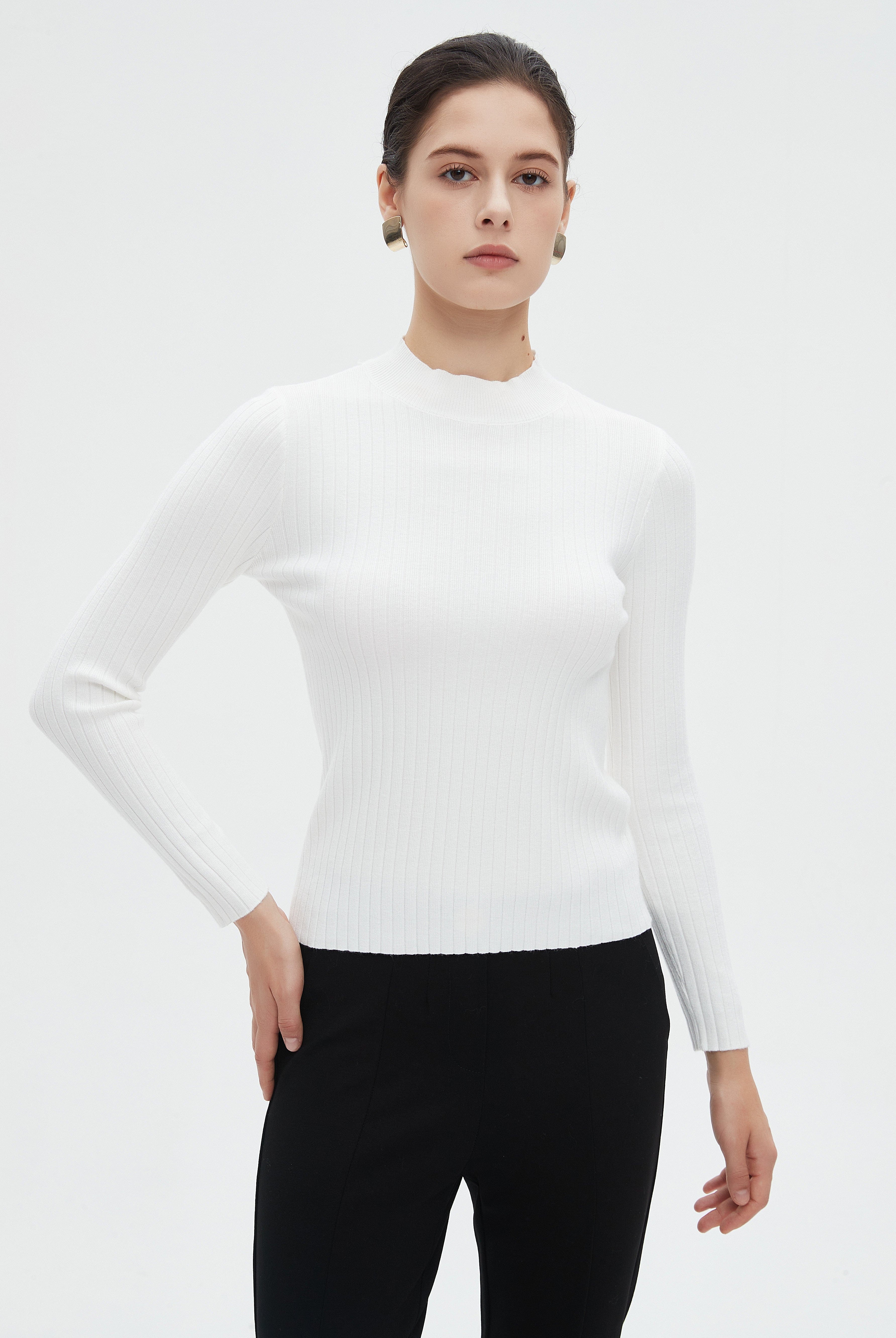 ميكا بلوزة نسائية شتوية بأكمام طويلة سادة