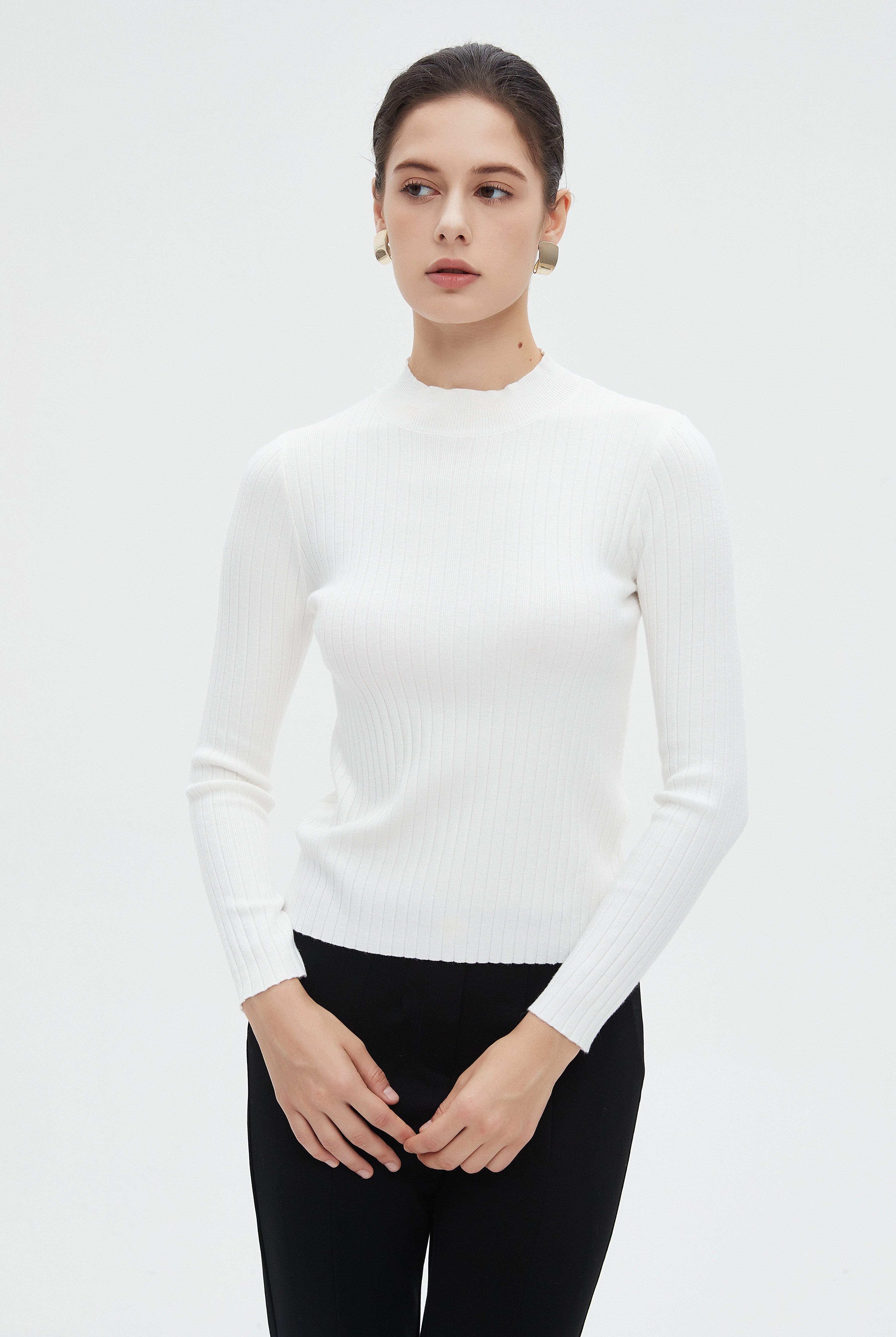 ميكا بلوزة نسائية شتوية بأكمام طويلة سادة