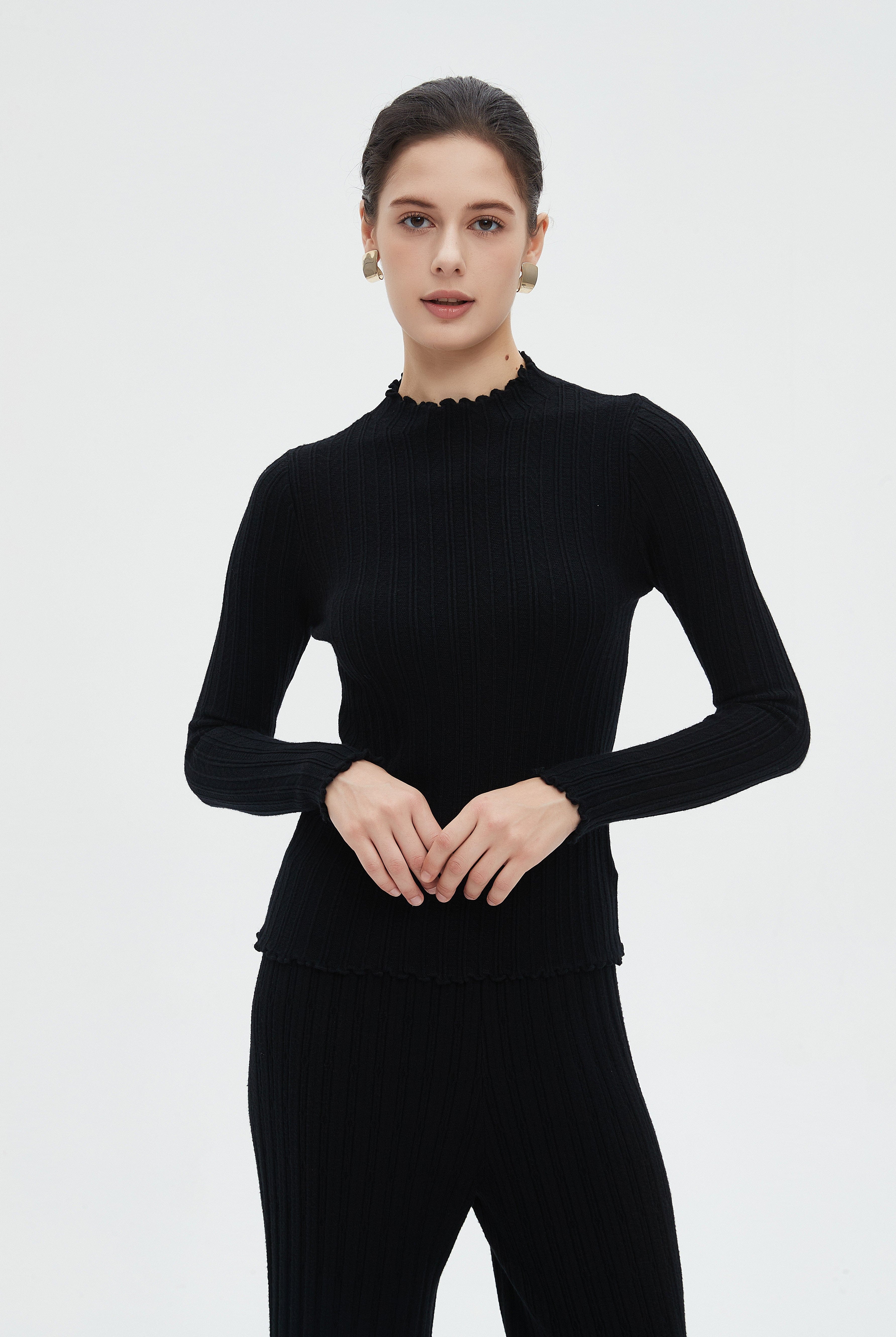 ميكا بلوزة نسائية شتوية طويلة باكمام طويلة ورقبة عالية