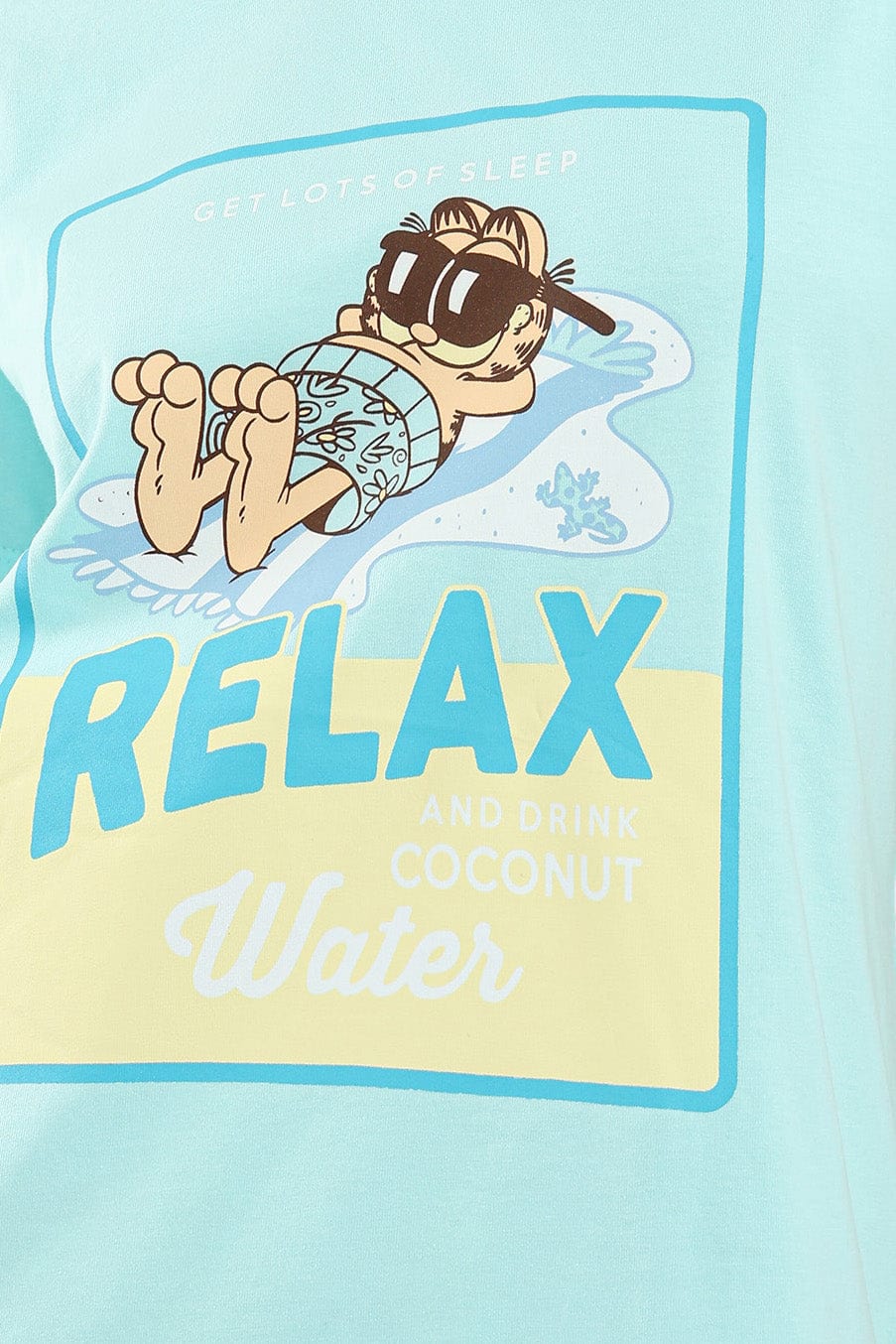 كارينا طقم بيجامة تيشيرت نص كم بطبعة وبنطلون مشجر أزرق أكوا