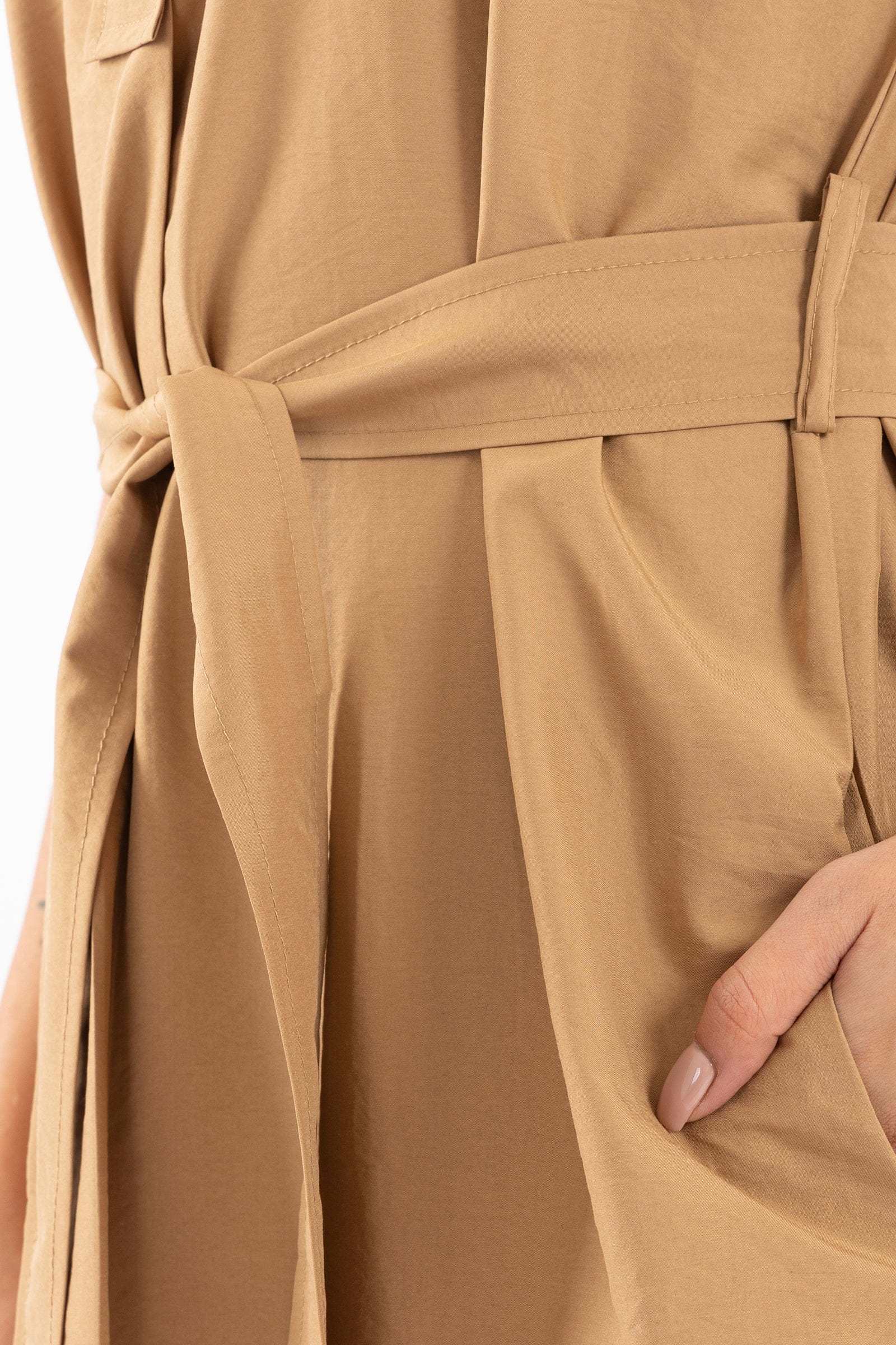 كارينا فستان ميدي بدون اكمام بحزام على الخصر نسائي