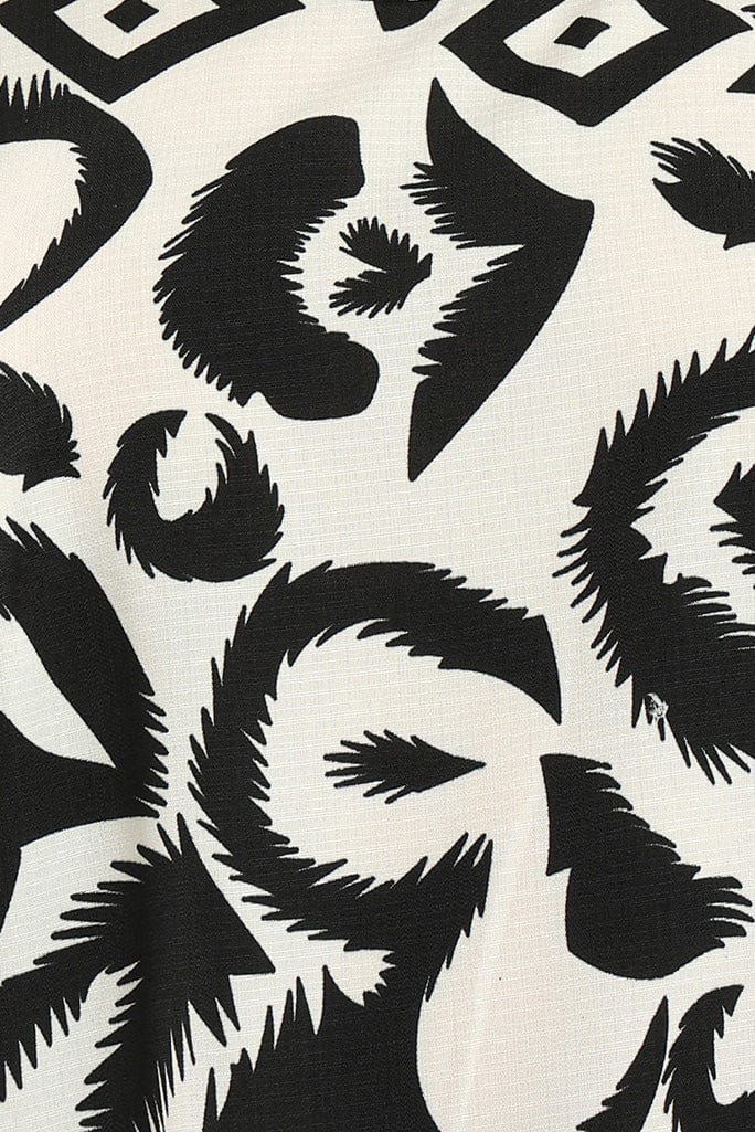 كارينا فستان بحمالات رفيعة بنقشة أسود في أبيض أبيض