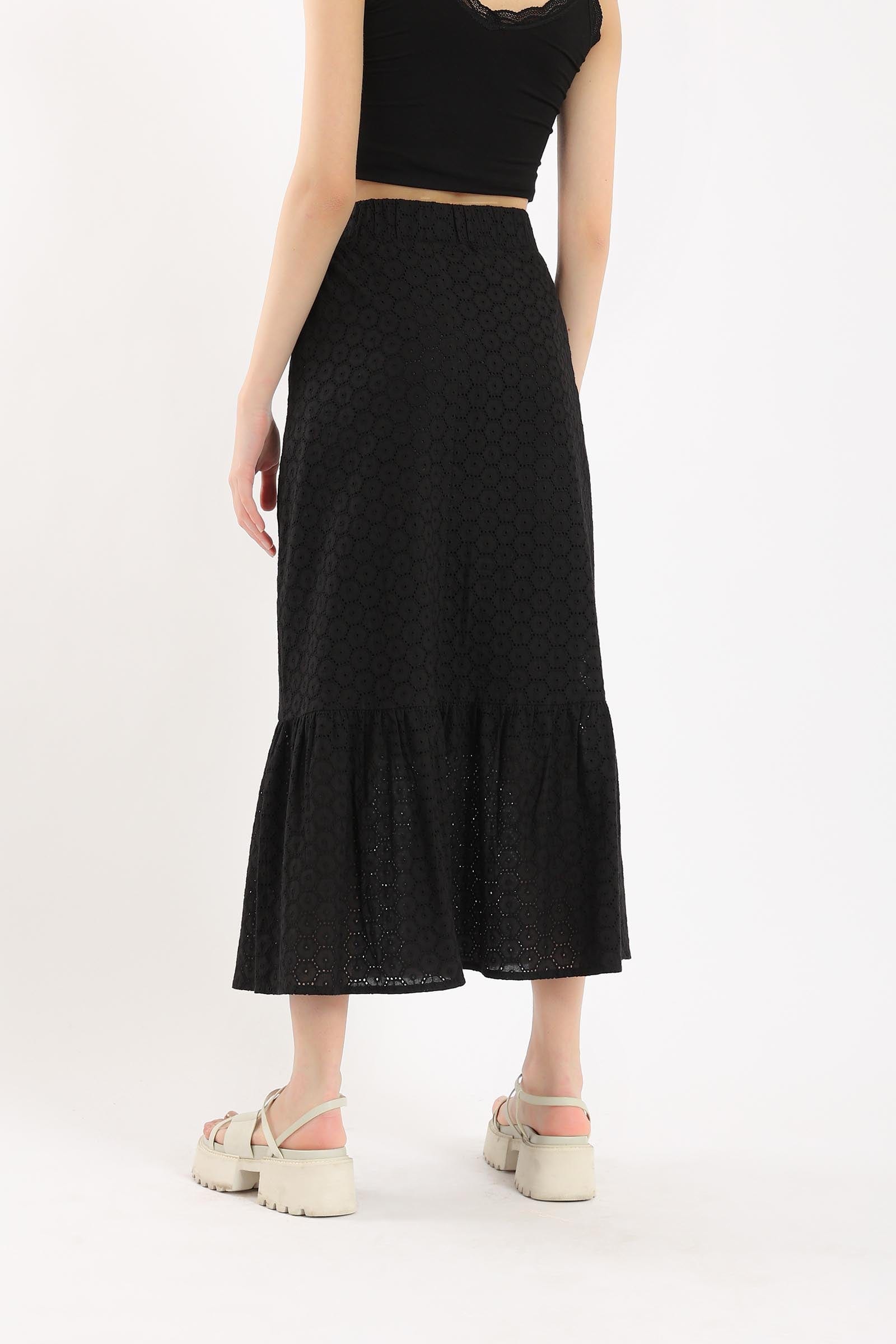 كارينا تنورة بتصميم حورية البحر بخصر مرتفع مخرمة