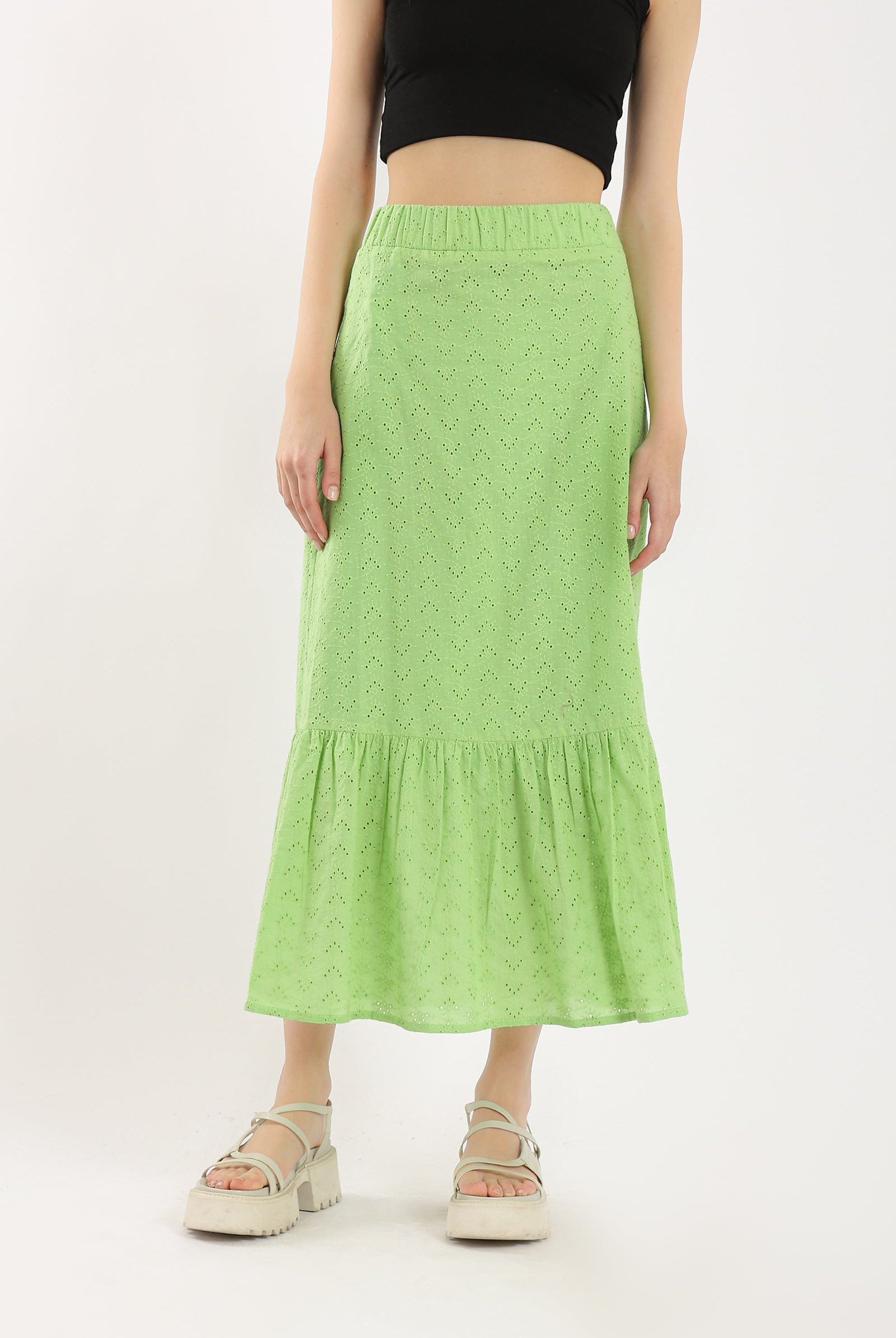 كارينا تنورة بتصميم حورية البحر بخصر مرتفع مخرمة