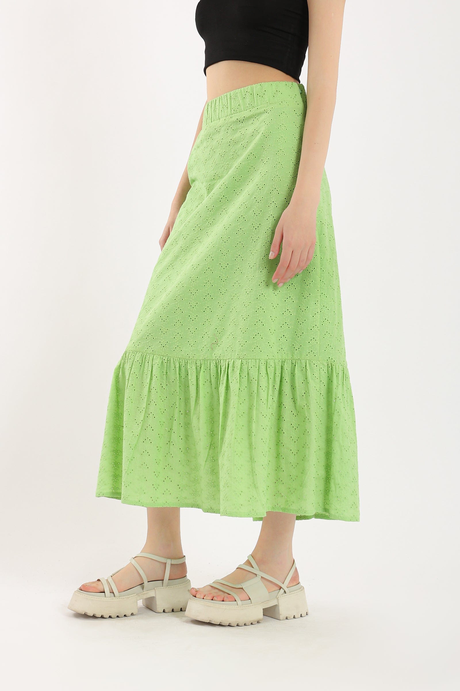 كارينا تنورة بتصميم حورية البحر بخصر مرتفع مخرمة