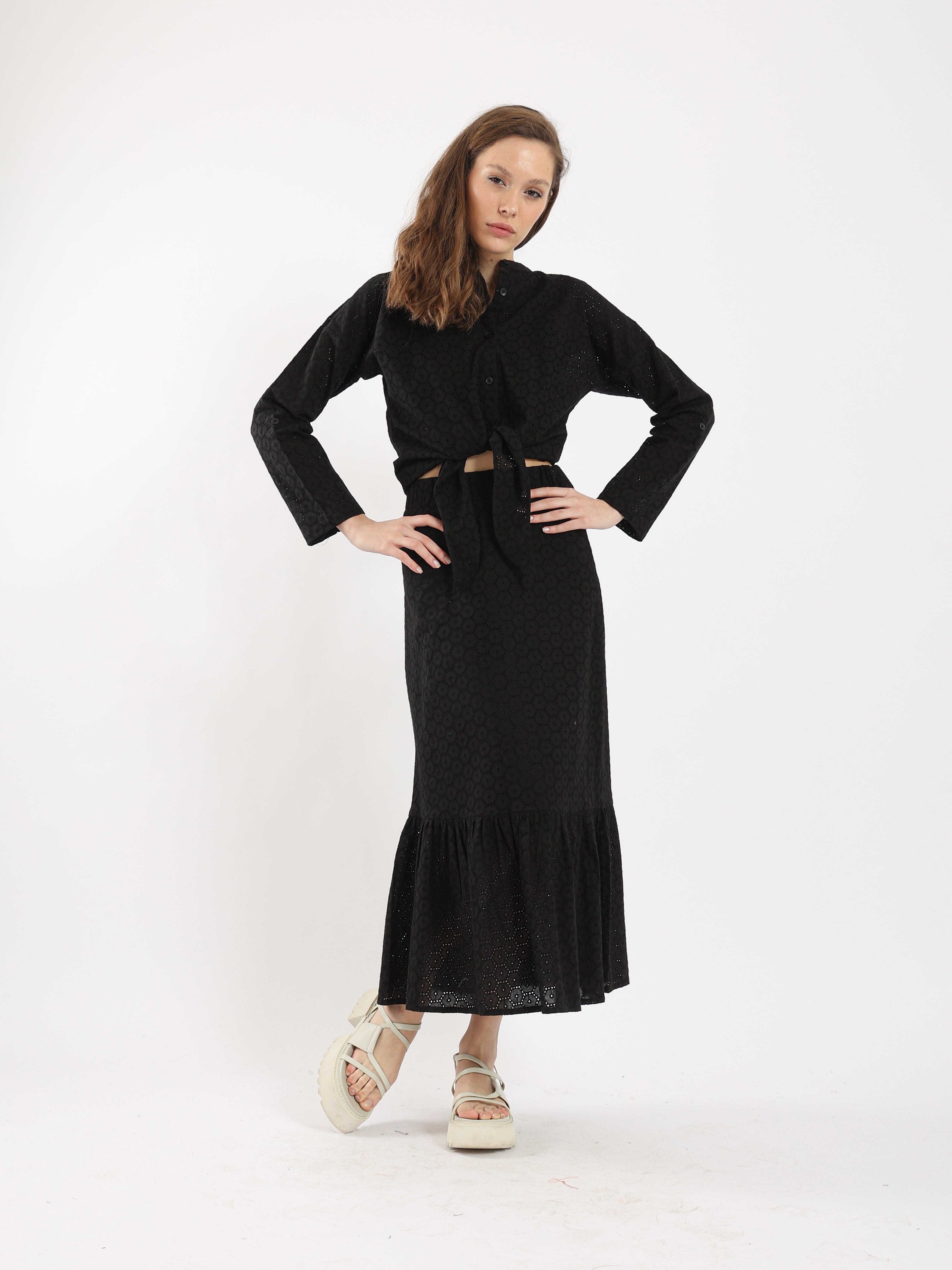 كارينا قميص برباط أمامي كم طويل نسائي