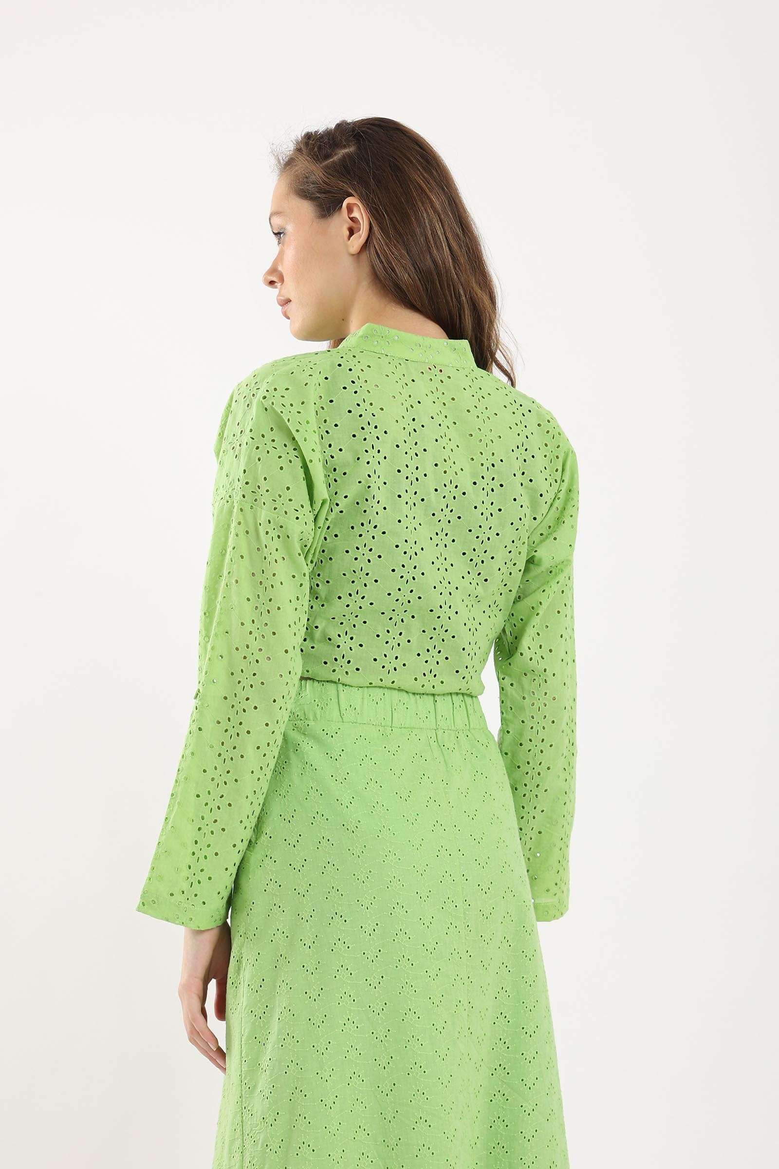 قميص برباط أمامي كم طويل نسائي