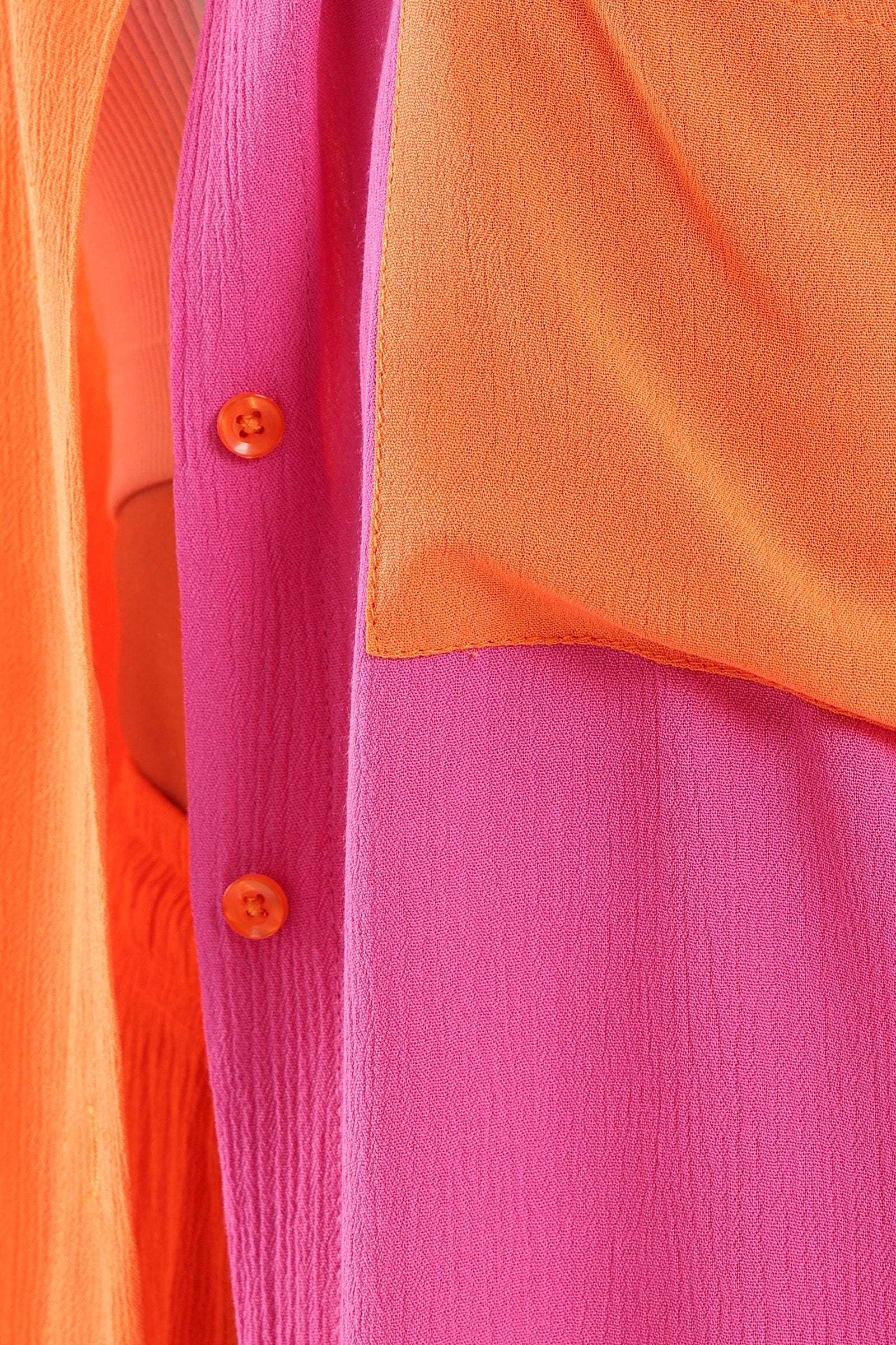 كارينا قميص نسائي ملون نص ونص طويل برتقالي