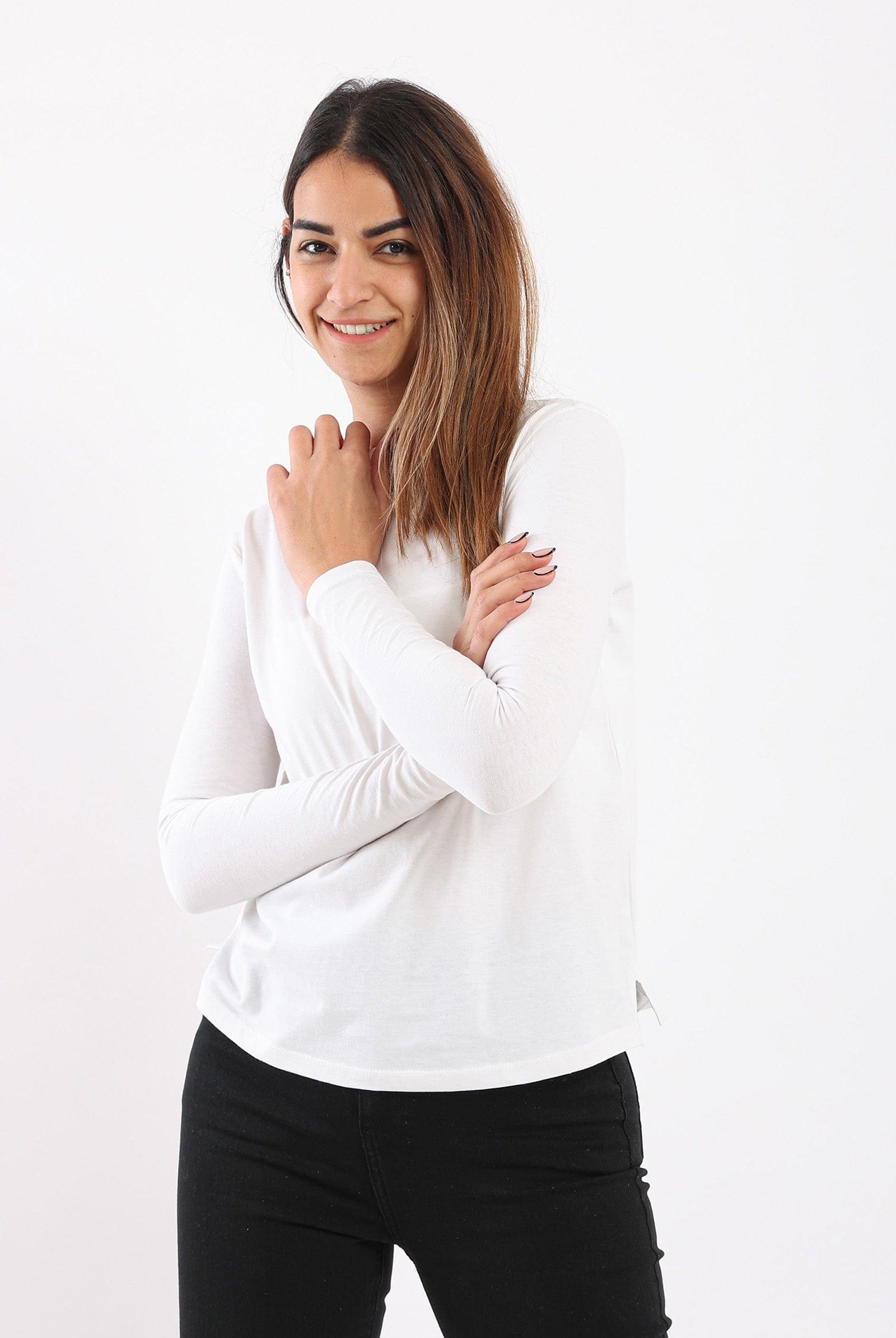 كارينا تي شيرت قطني بأكمام طويلة