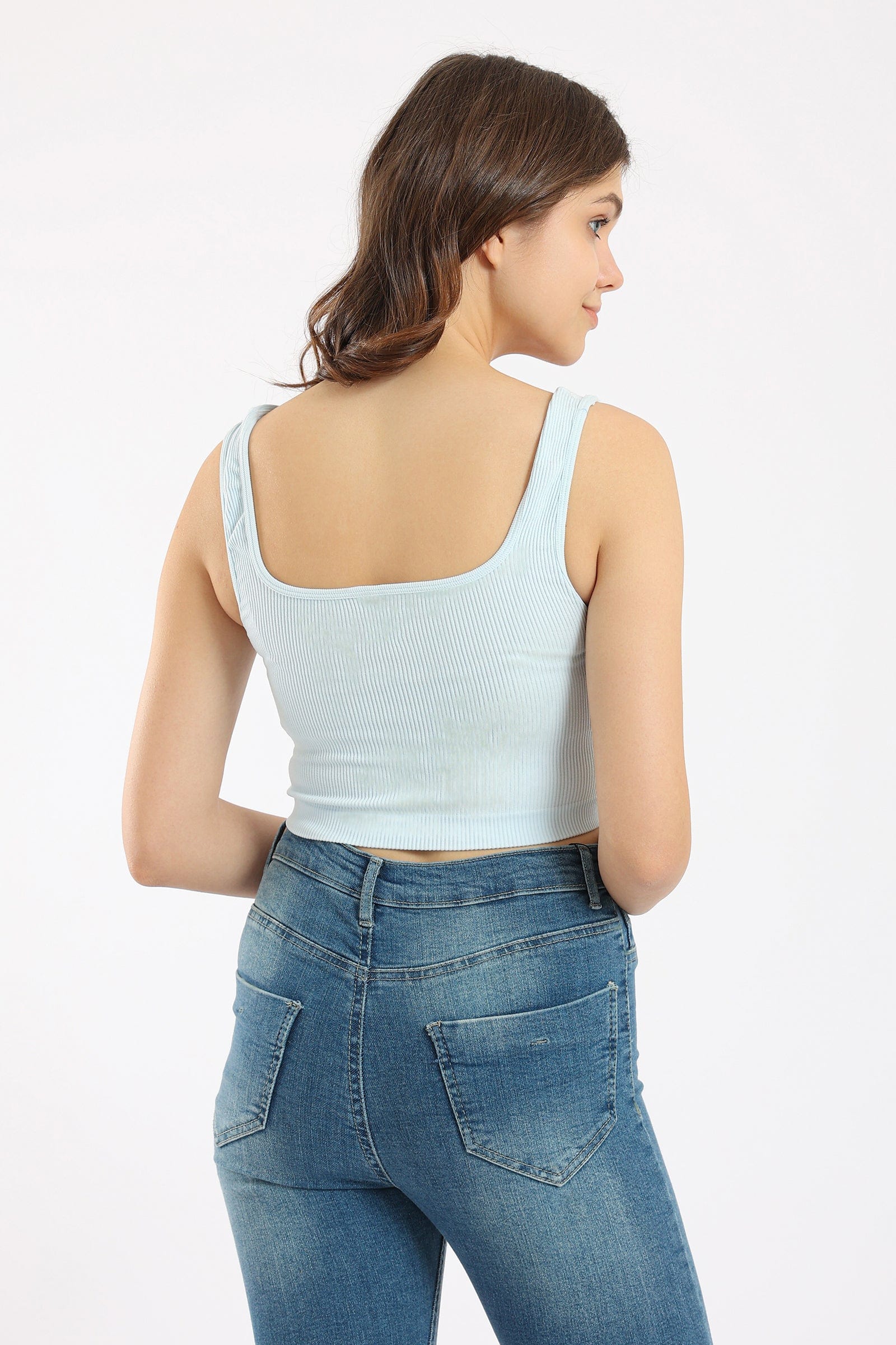 كارينا كروب توب سادة مضلع حمالات