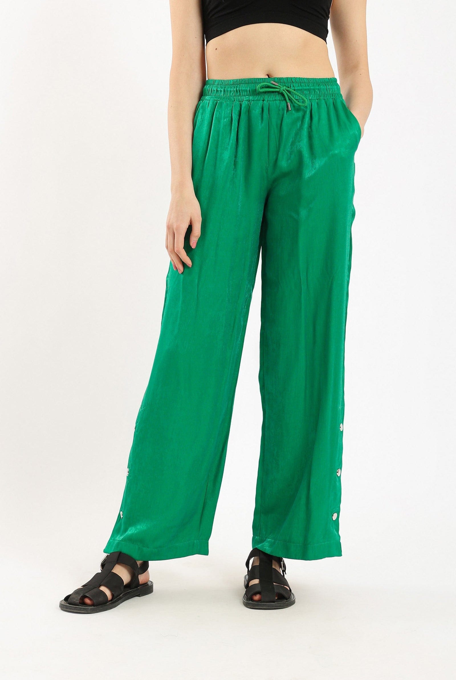 كارينا بنطلون سادة بأزرار جانبية بقصة مستقيمة