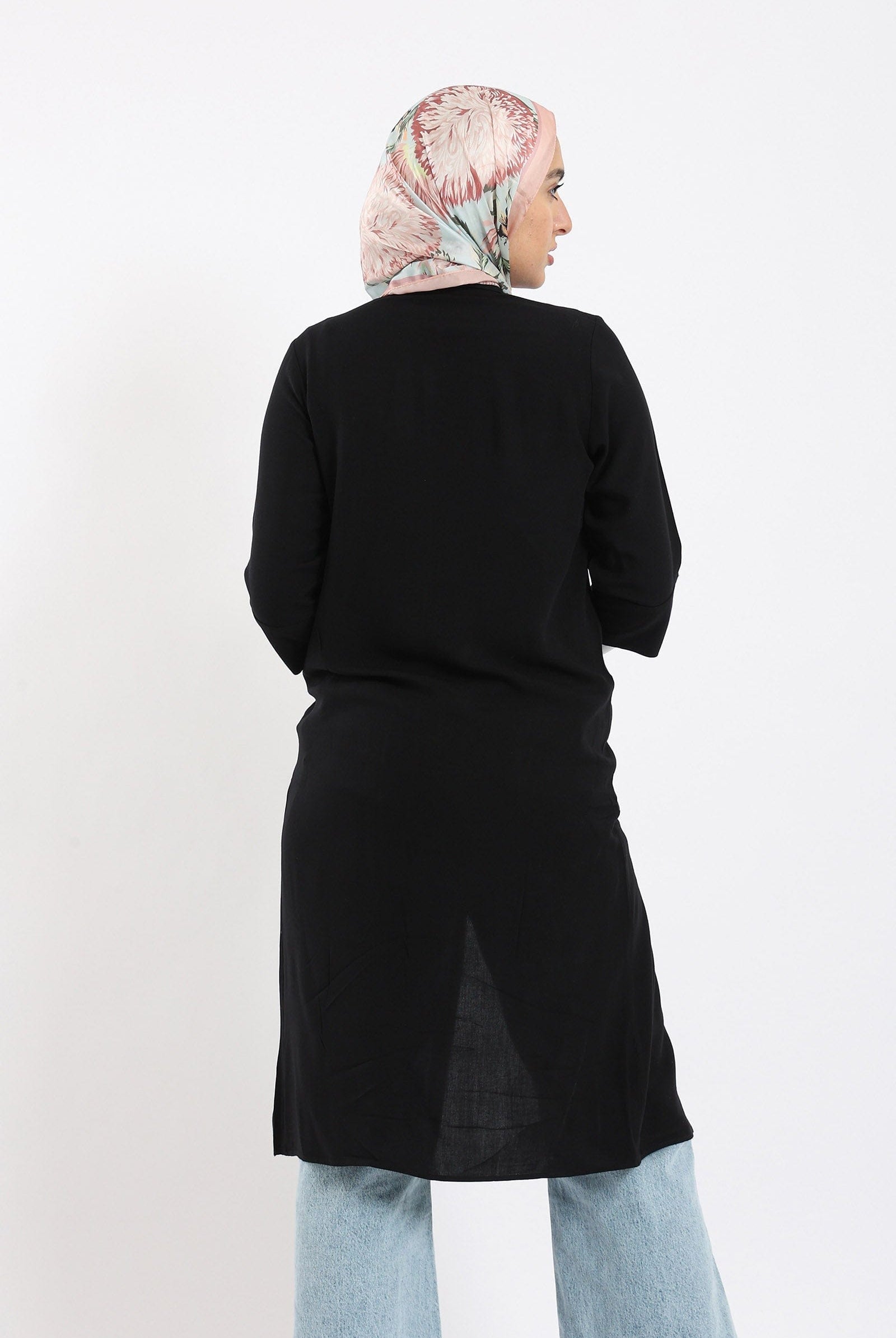 كارينا فستان قميص بفتحة مخفية بأكمام 3/4