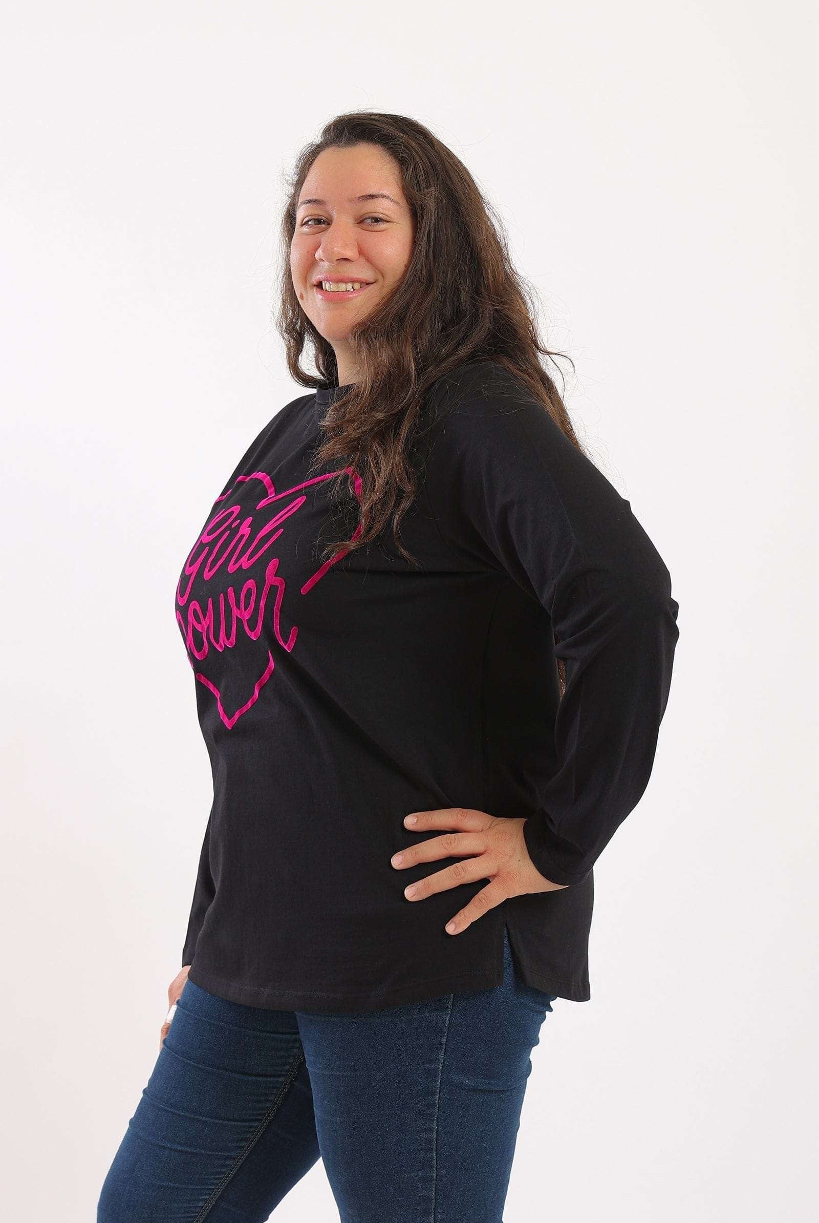 كارينا تيشرت قطن حريمى بأكمام طويلة مطبوع