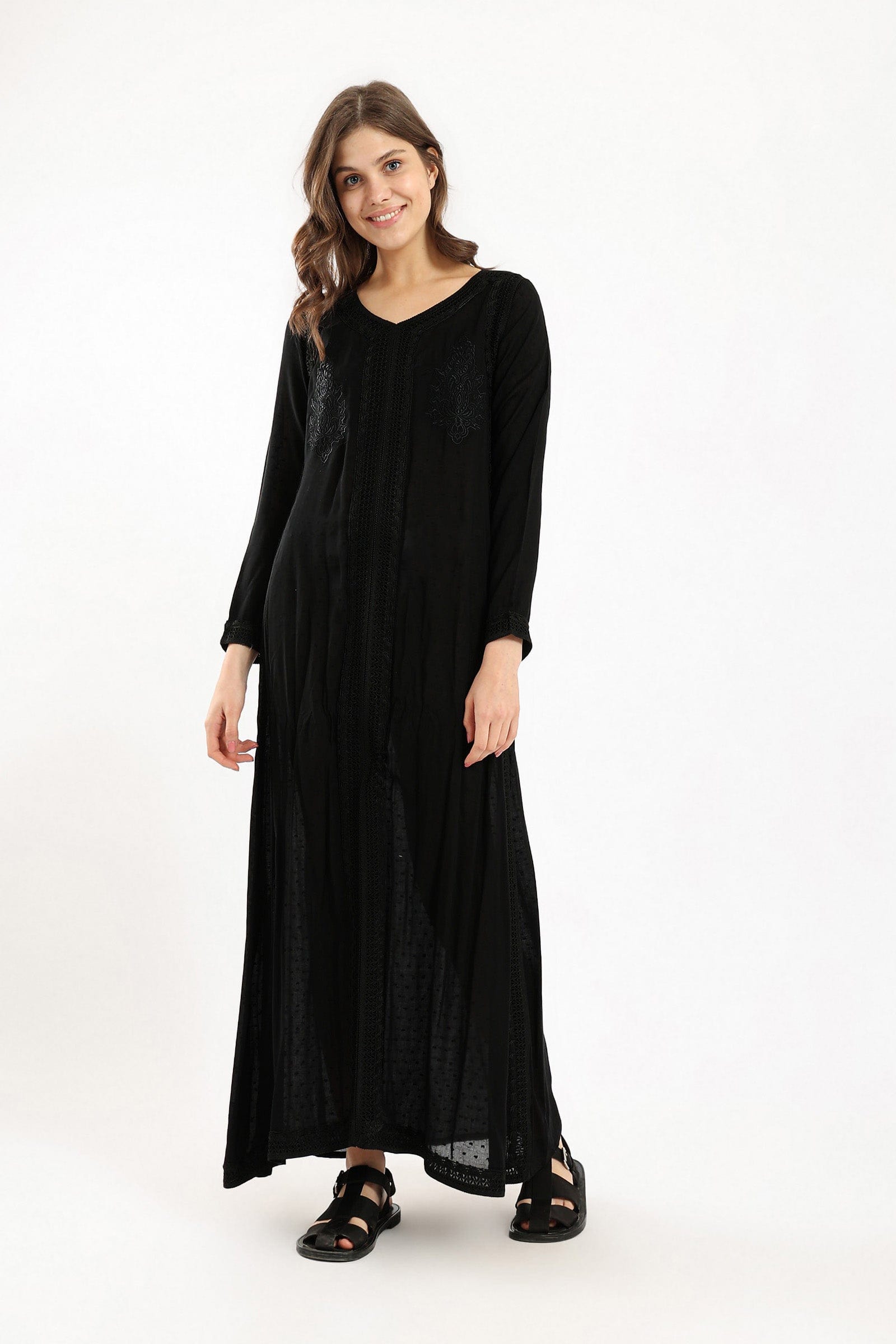 كارينا فستان شبك مطرز كم طويل نسائي