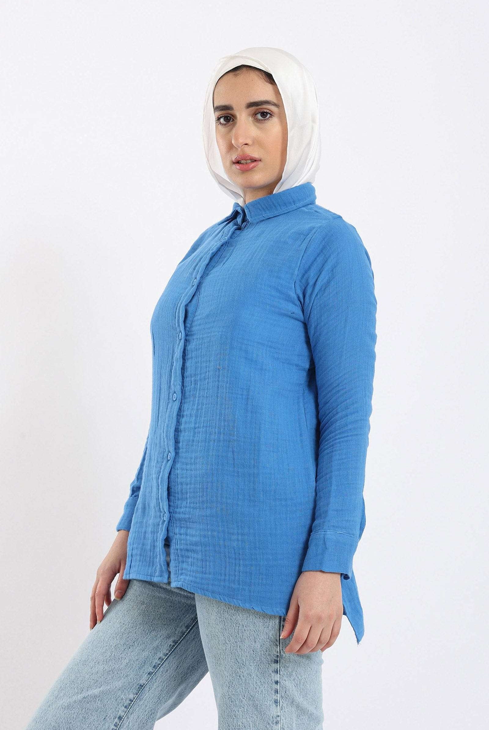 كارينا قميص واسع سادة بأزرار أمامية نسائي