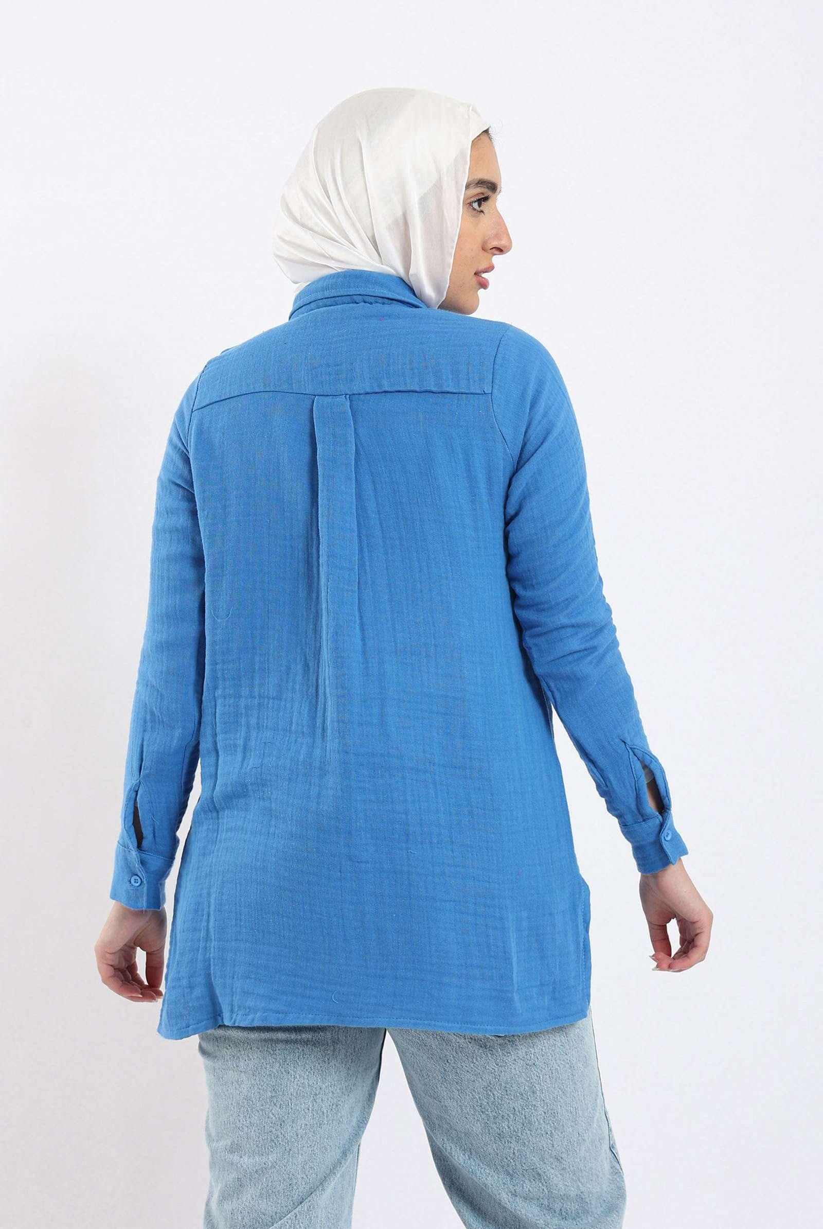 كارينا قميص واسع سادة بأزرار أمامية نسائي