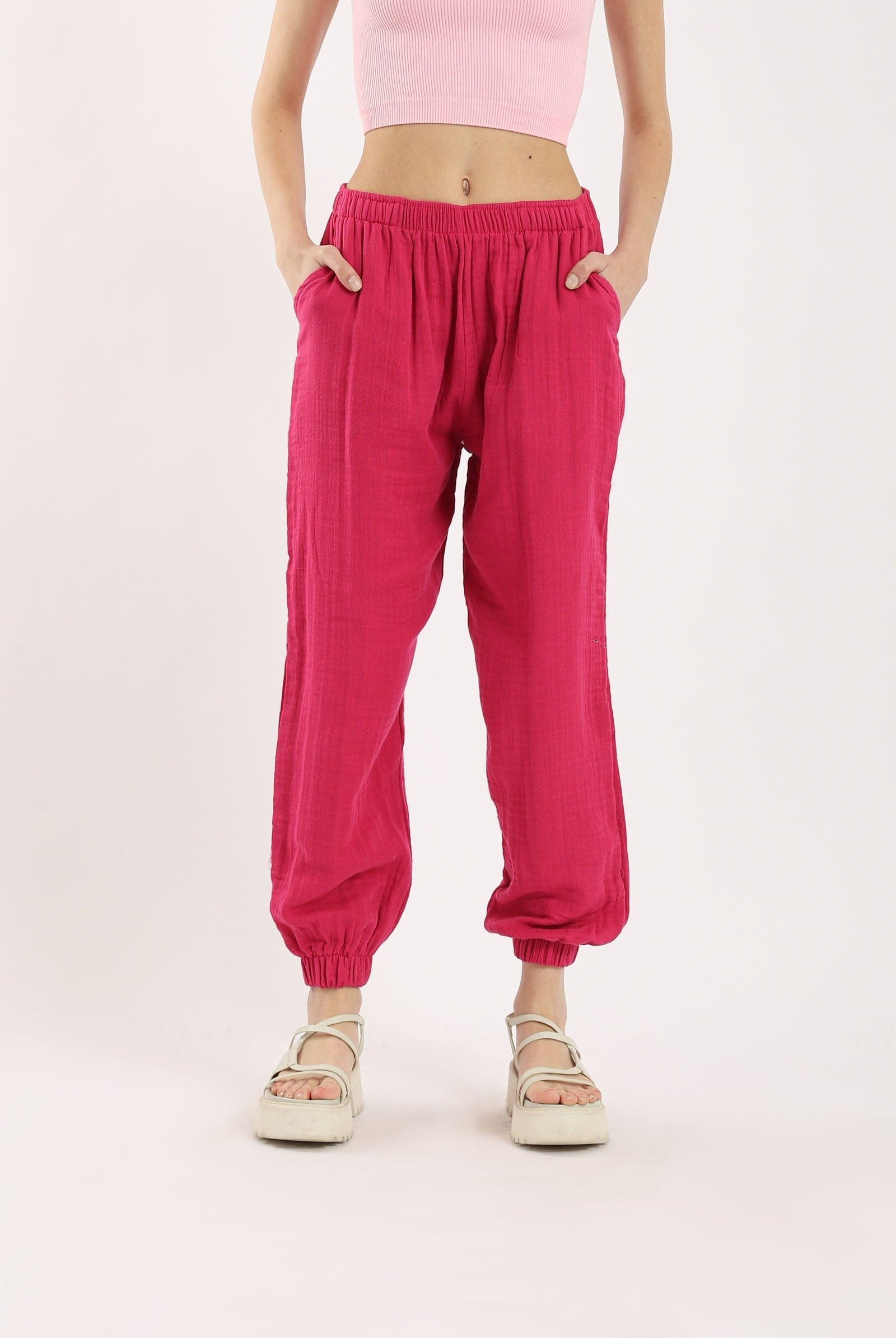 كارينا بنطلون سادة بأساور فضفاض نسائي