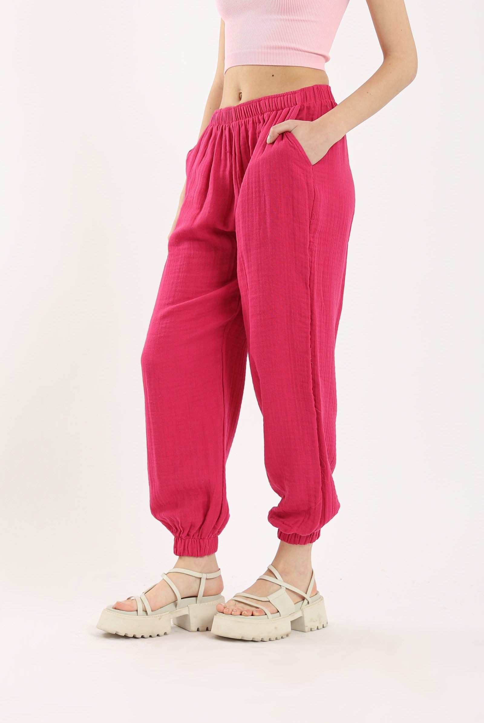 كارينا بنطلون سادة بأساور فضفاض نسائي