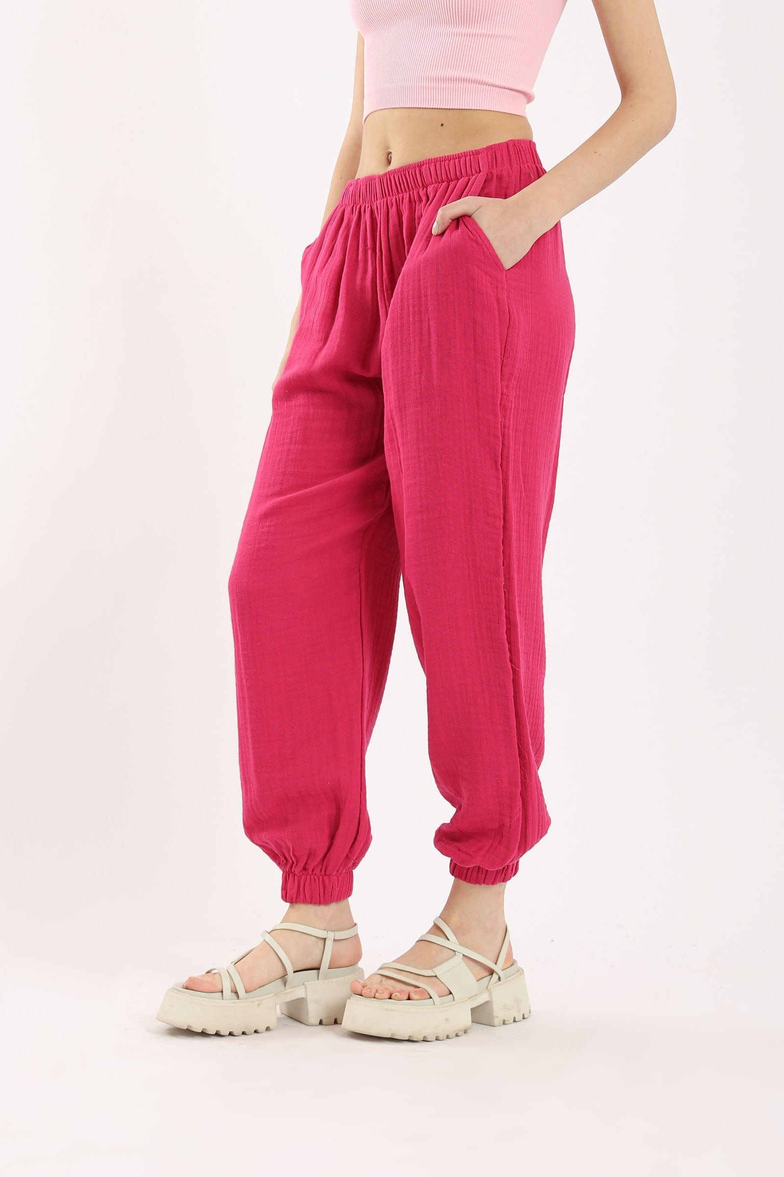 كارينا بنطلون سادة بأساور فضفاض نسائي