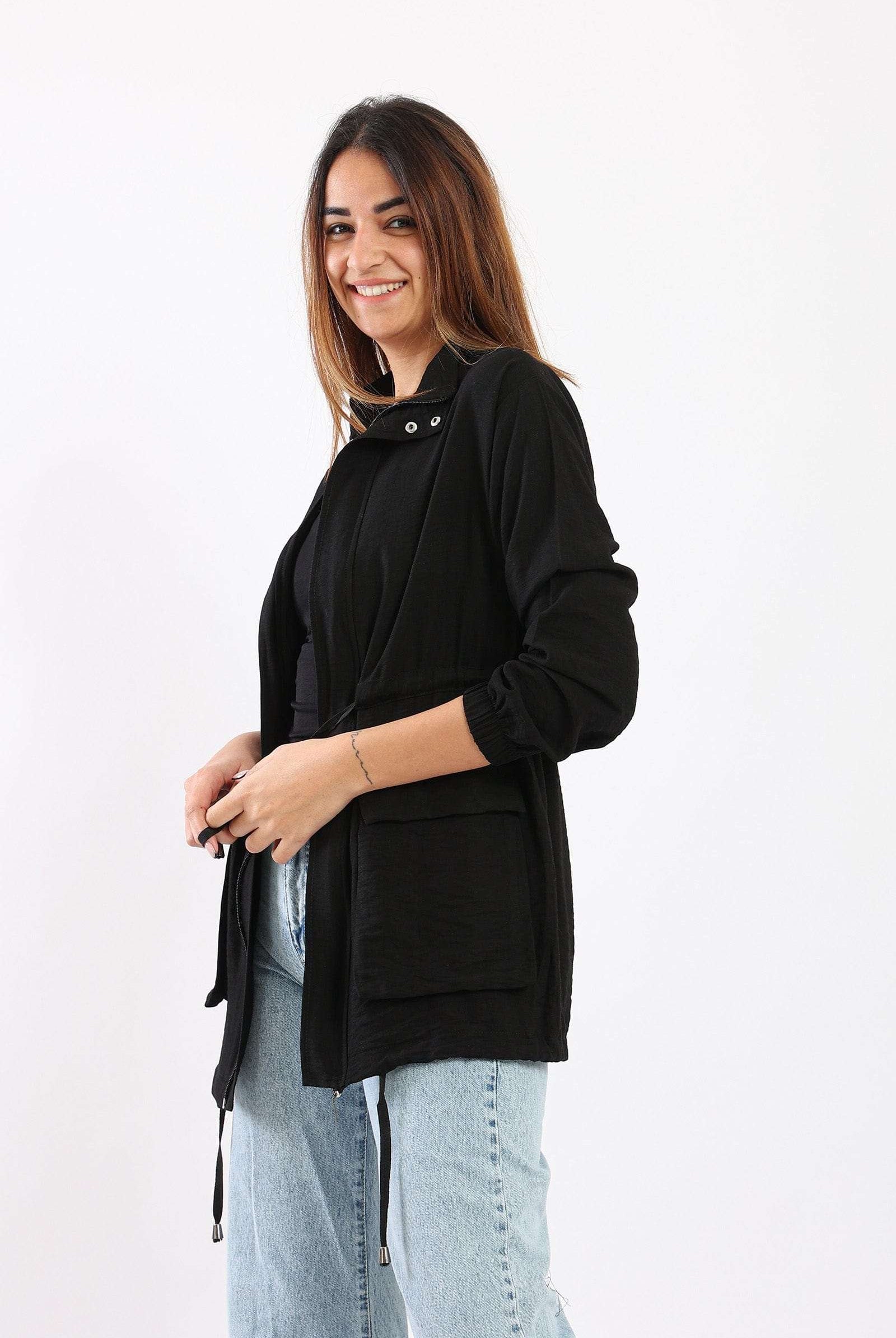 كارينا جاكيت طويل بجيوب كم طويل