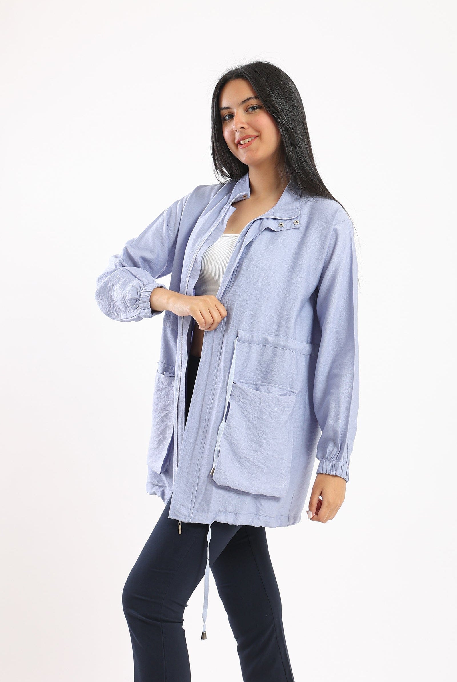 كارينا جاكيت طويل بجيوب كم طويل