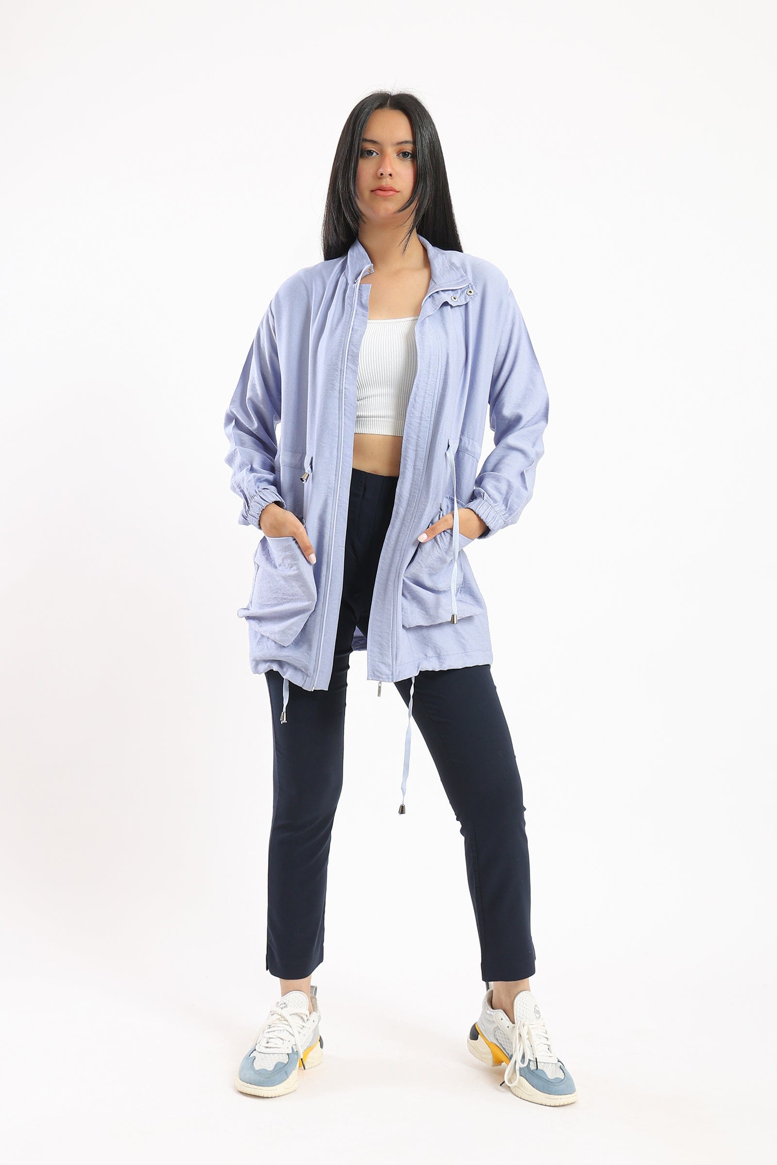 كارينا جاكيت طويل بجيوب كم طويل