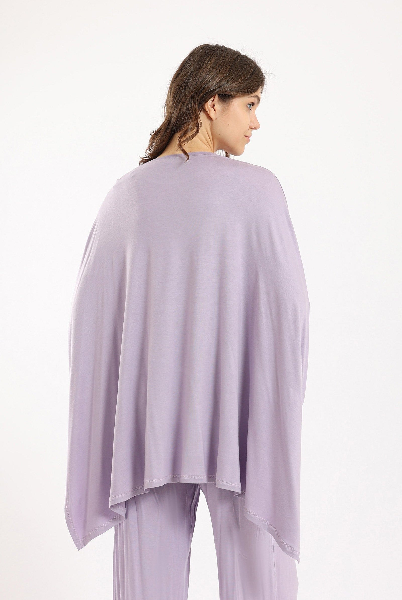 كارينا بلوزة سادة أوفر سايز غير متساوية من أسفل كم طويل