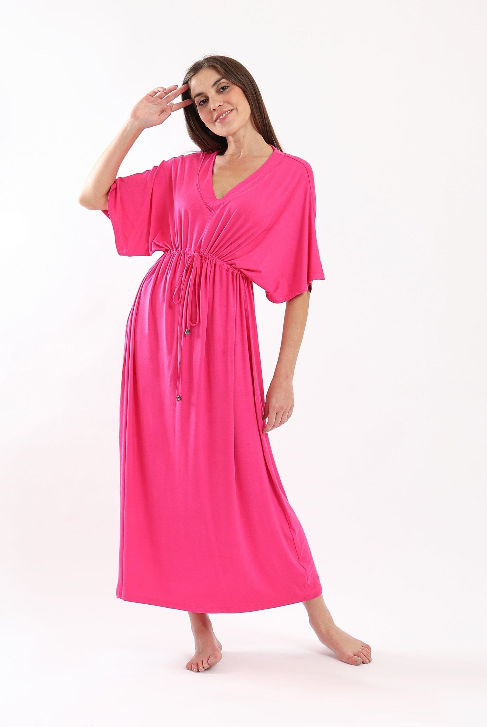 كارينا فستان نوم نسائي فضفاض مزموم من الصدر