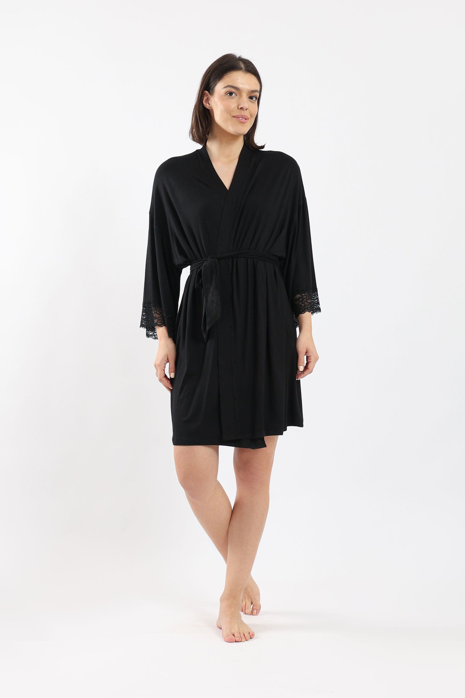 كارينا روب سادة قصير مع حزام الخصر