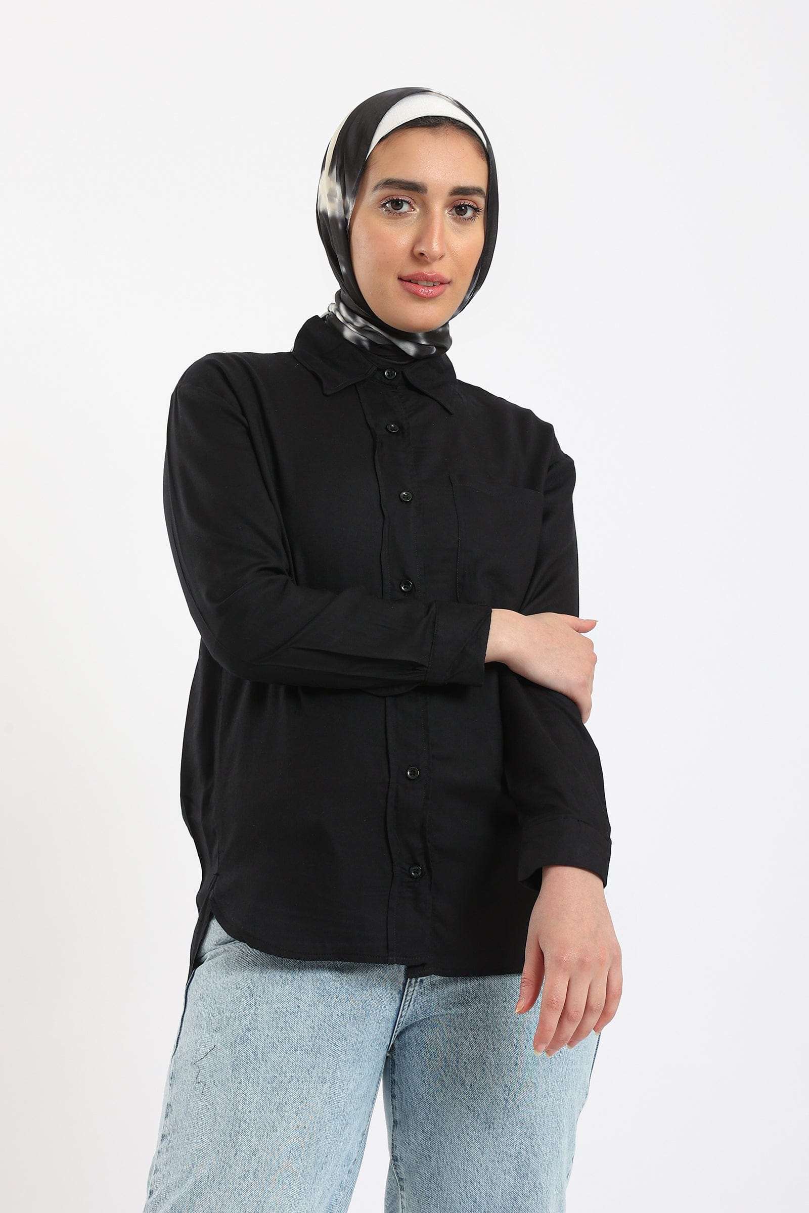 قميص كاجوال نسائي بأزرار بجيب على الصدر