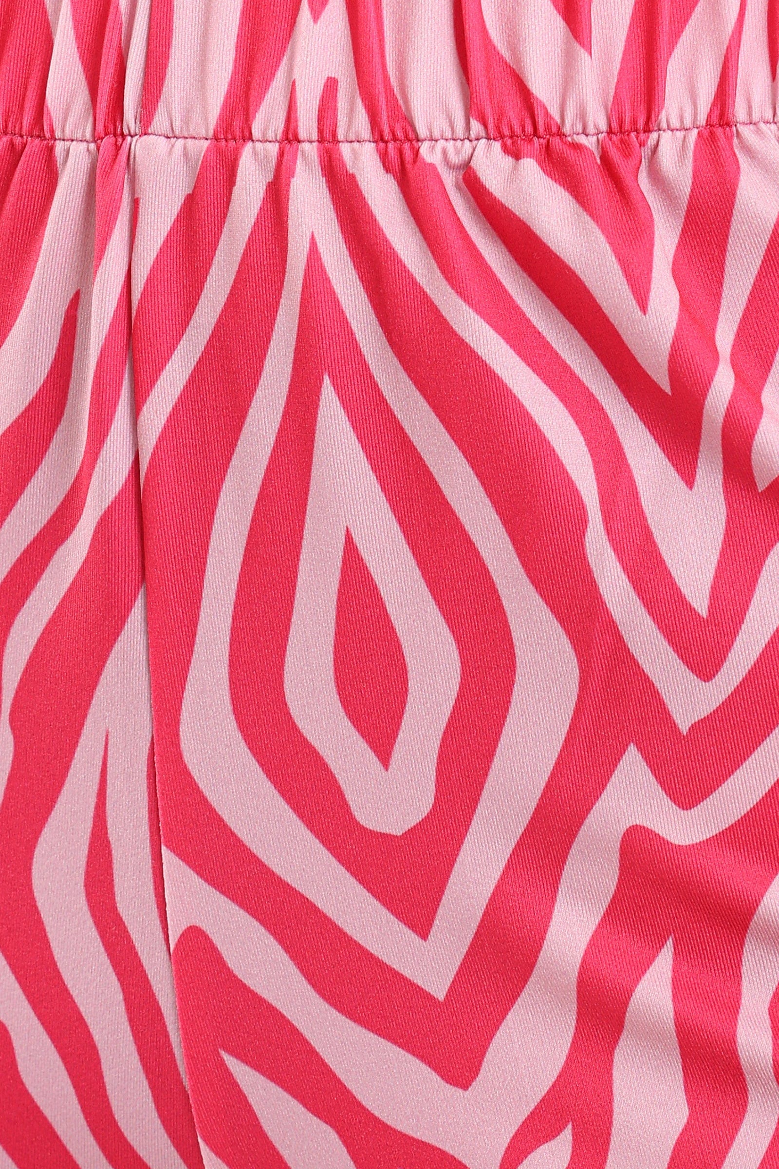 كارينا طقم بيجامة بنطلون وتوب قصير بطبعة حمار وحشي فوشيا