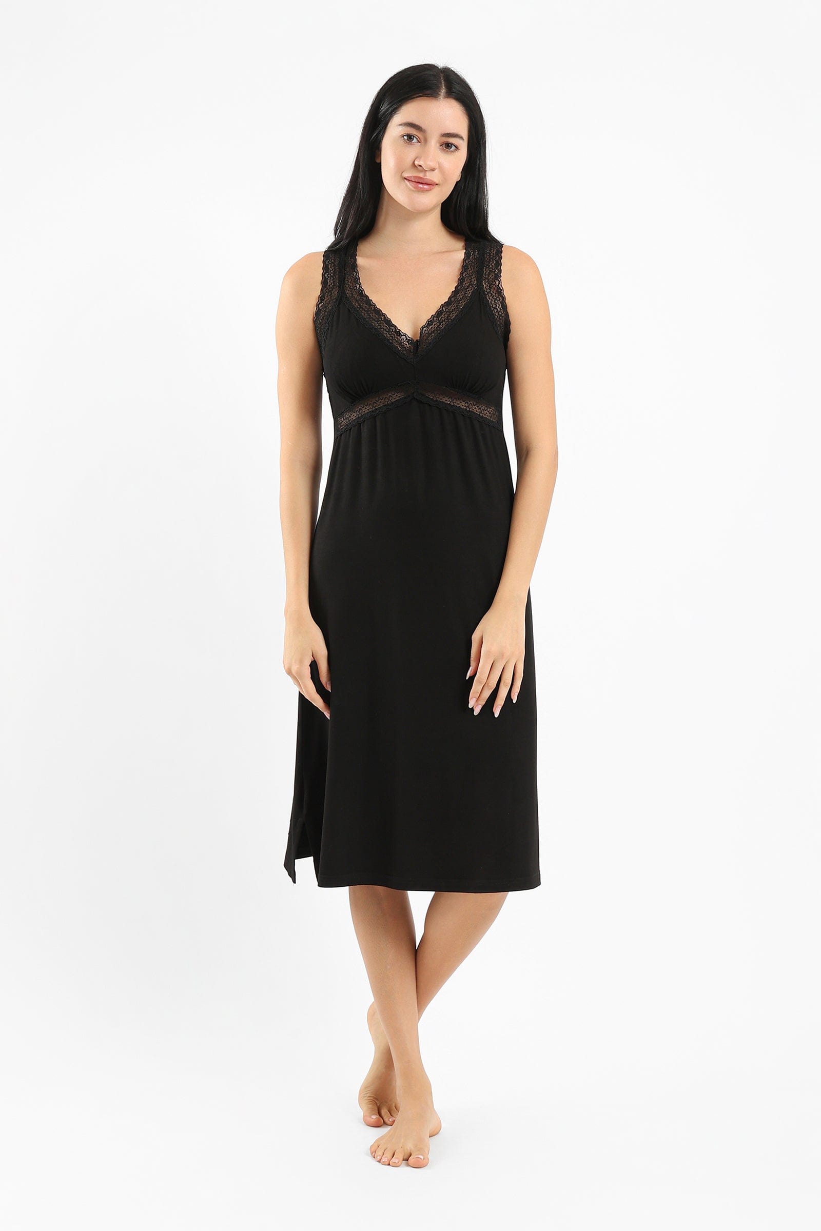 كارينا قميص نوم دانتيل اسود نسائي