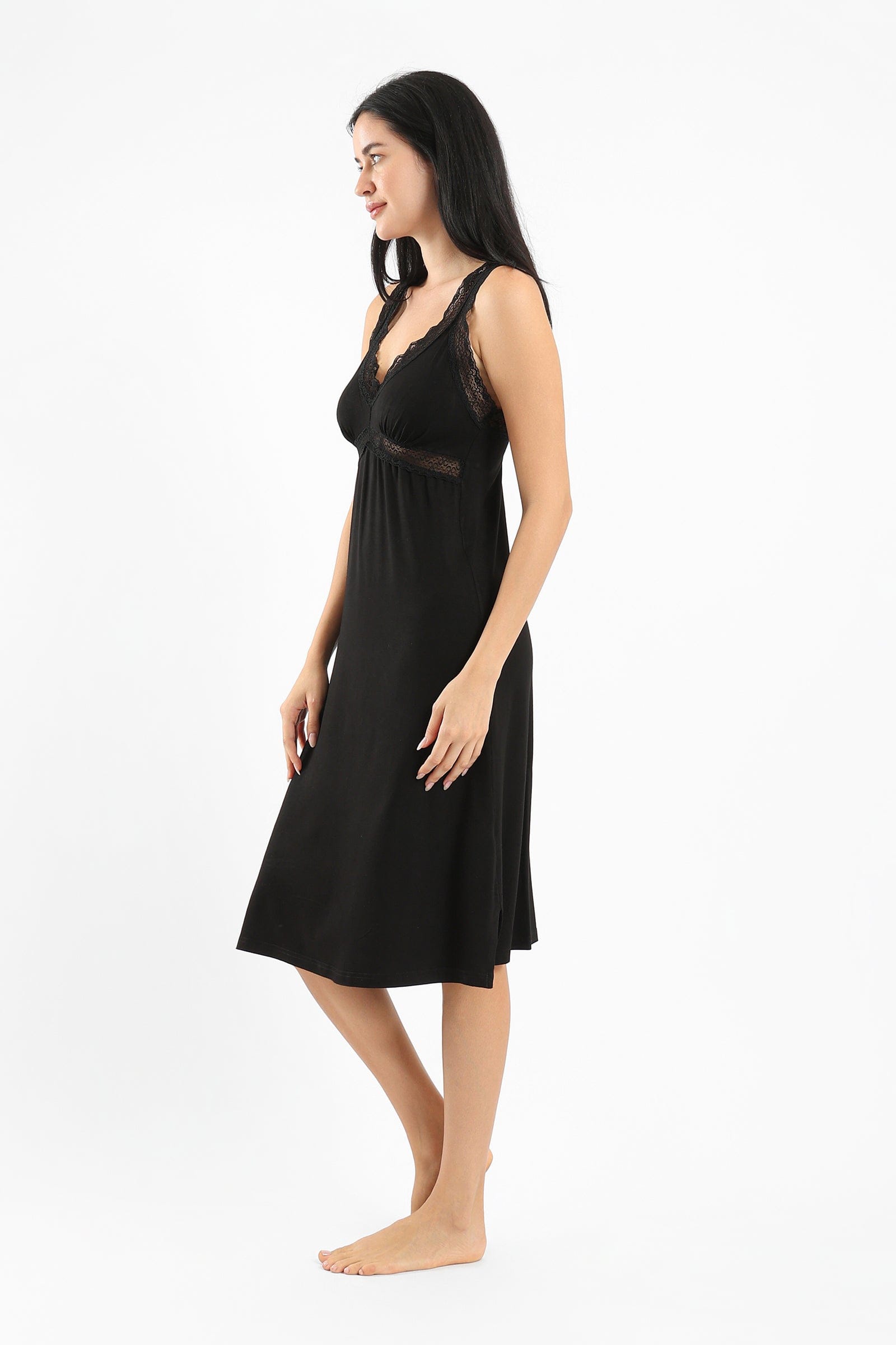 كارينا قميص نوم دانتيل اسود نسائي