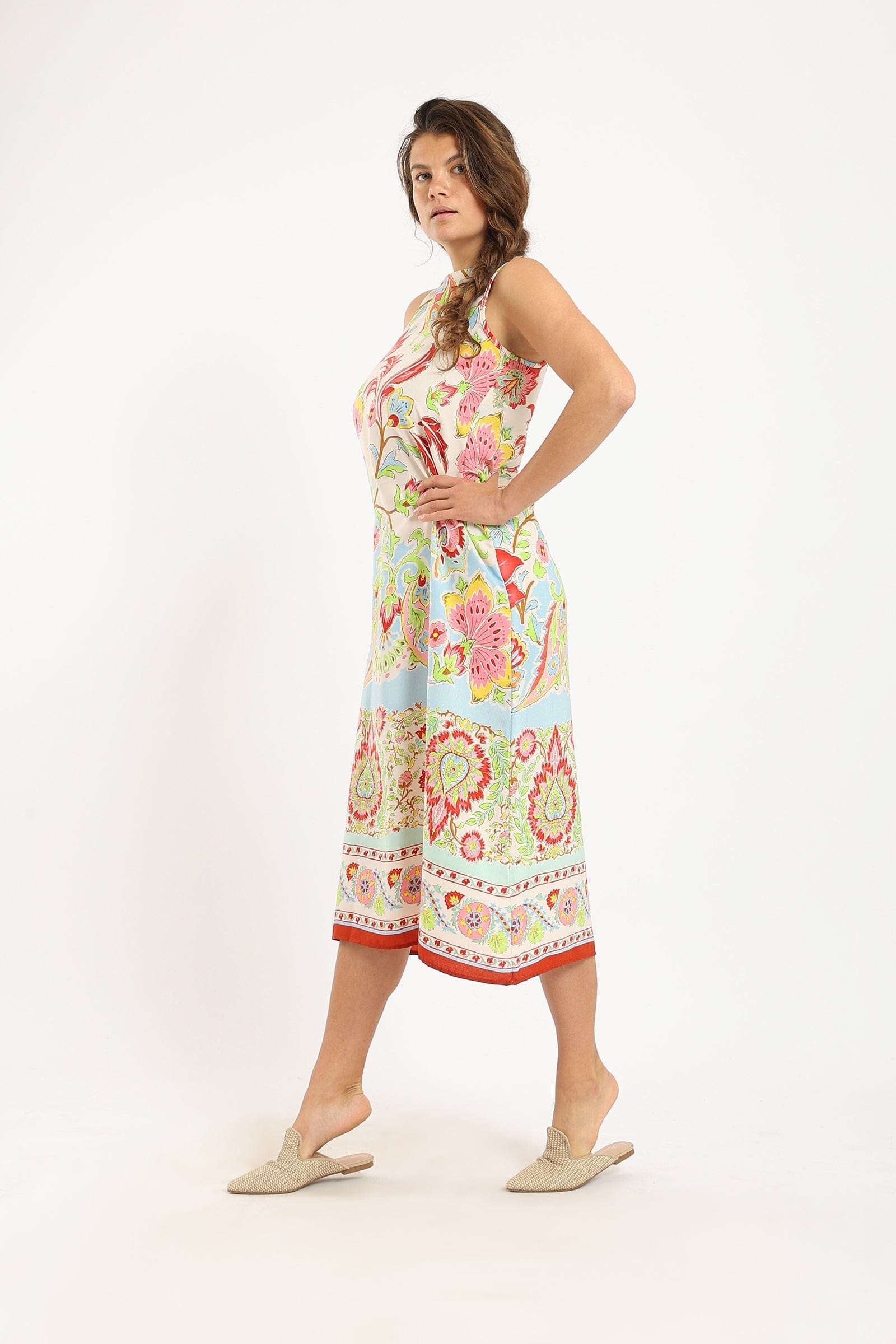 كارينا فستان نسائي صيفي بدون أكمام بطبعة زهور ملون