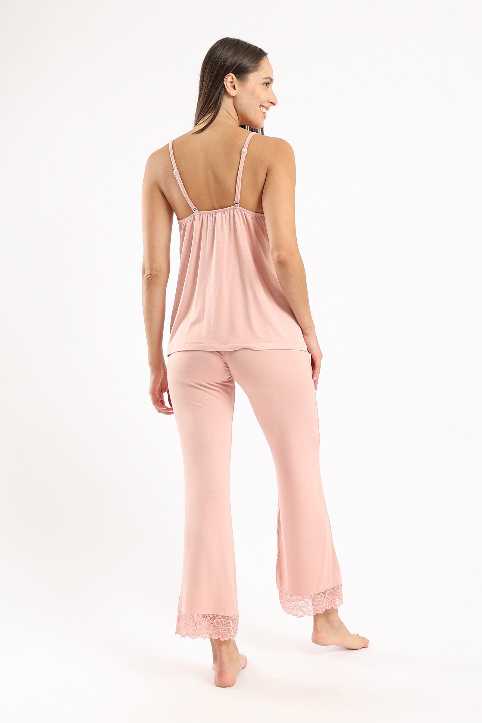 كارينا طقم بيجامة دانتيل بحمالات مع بنطلون