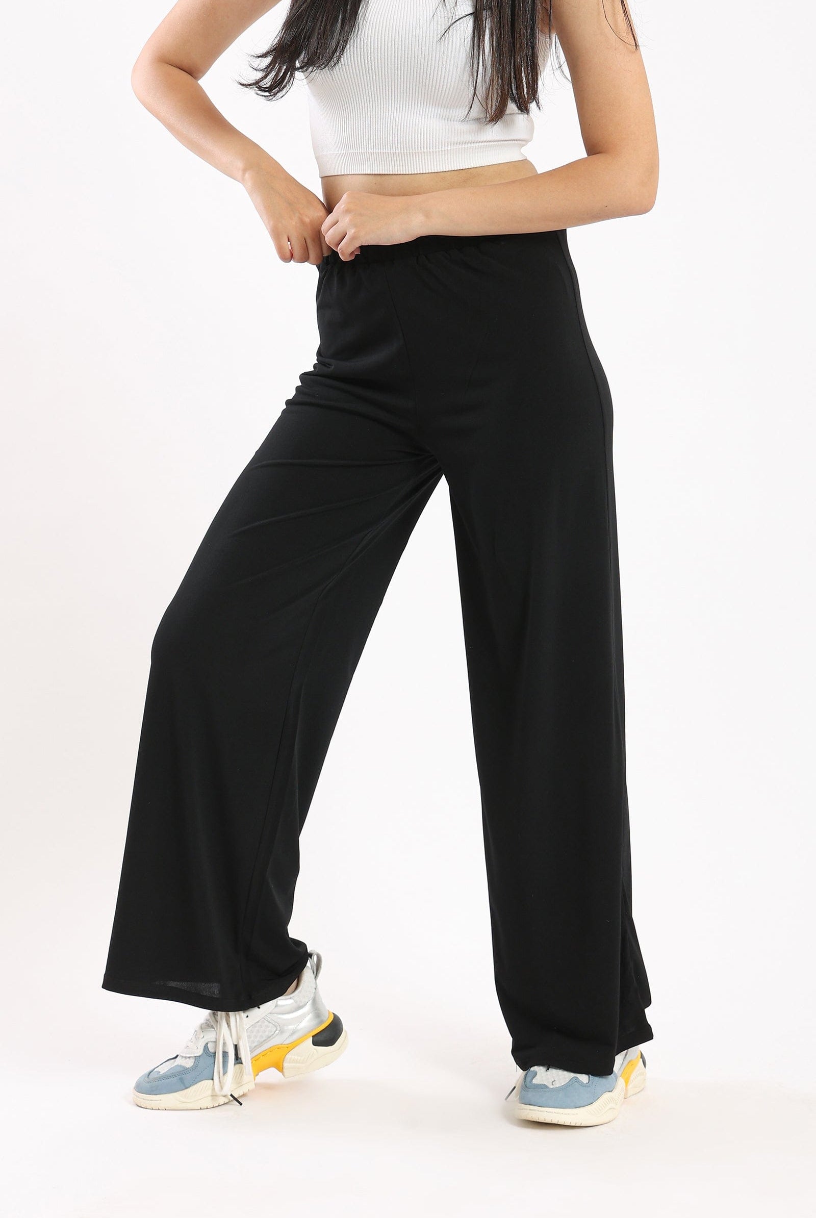 كارينا بنطال واسع سادة مريح مطاطي نسائي