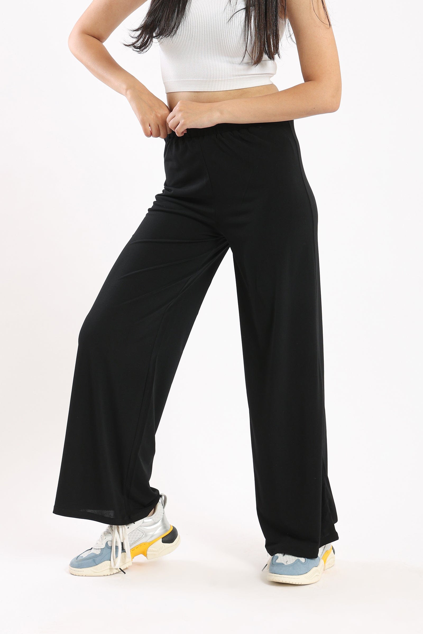 كارينا بنطال واسع سادة مريح مطاطي نسائي