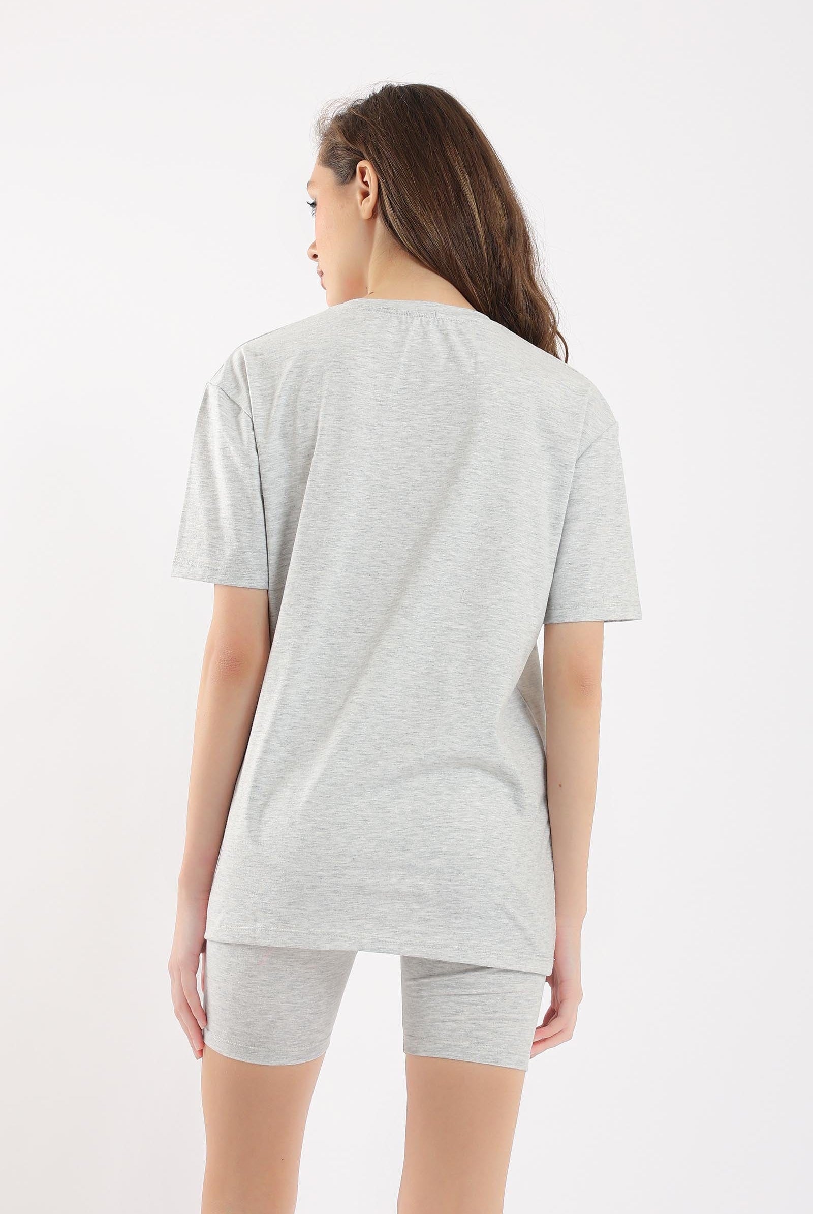 كارينا طقم بيجامة ميني ماوس شورت وتيشيرت رمادي