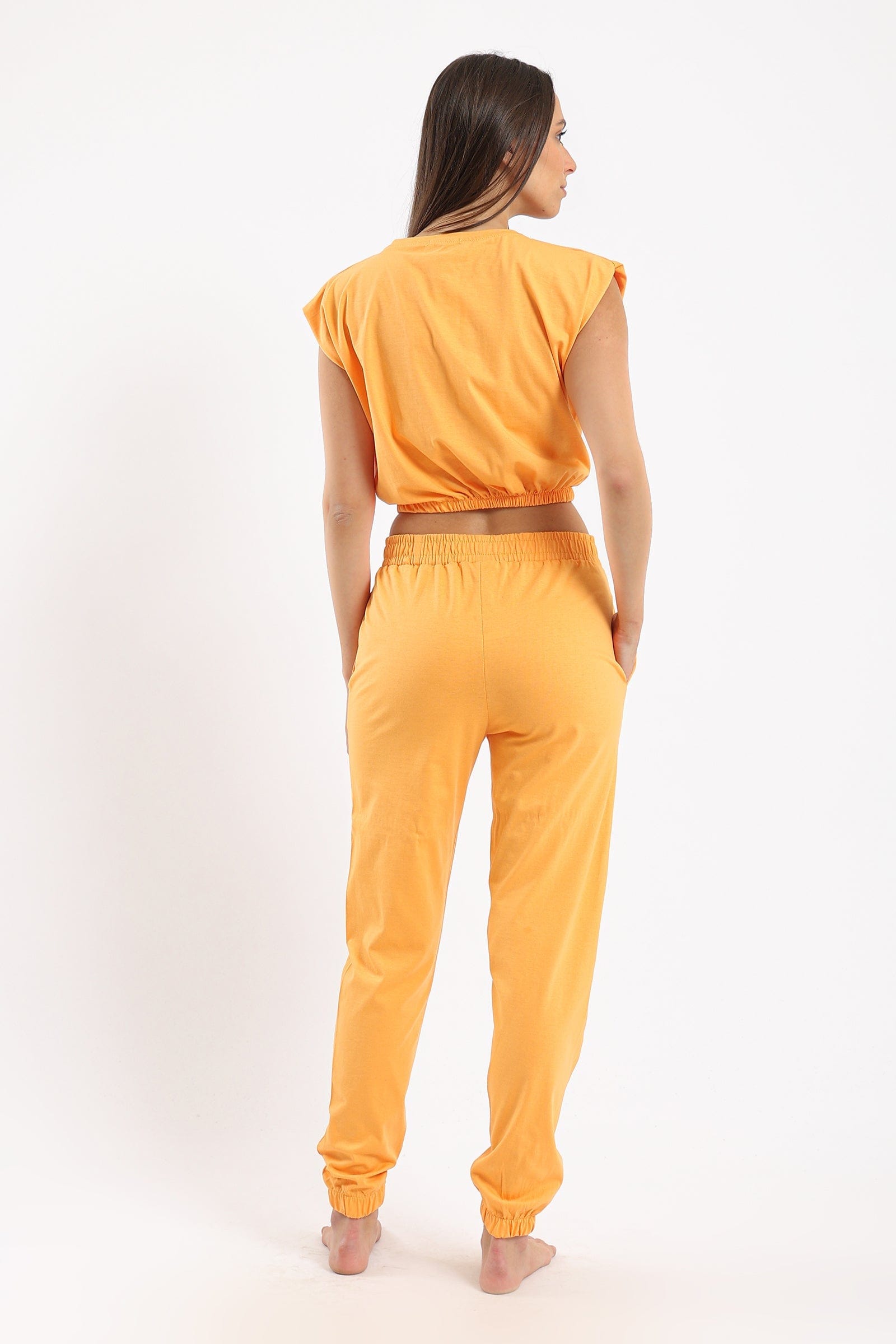كارينا طقم بيجامة بحواف مطاطية توب وبنطلون