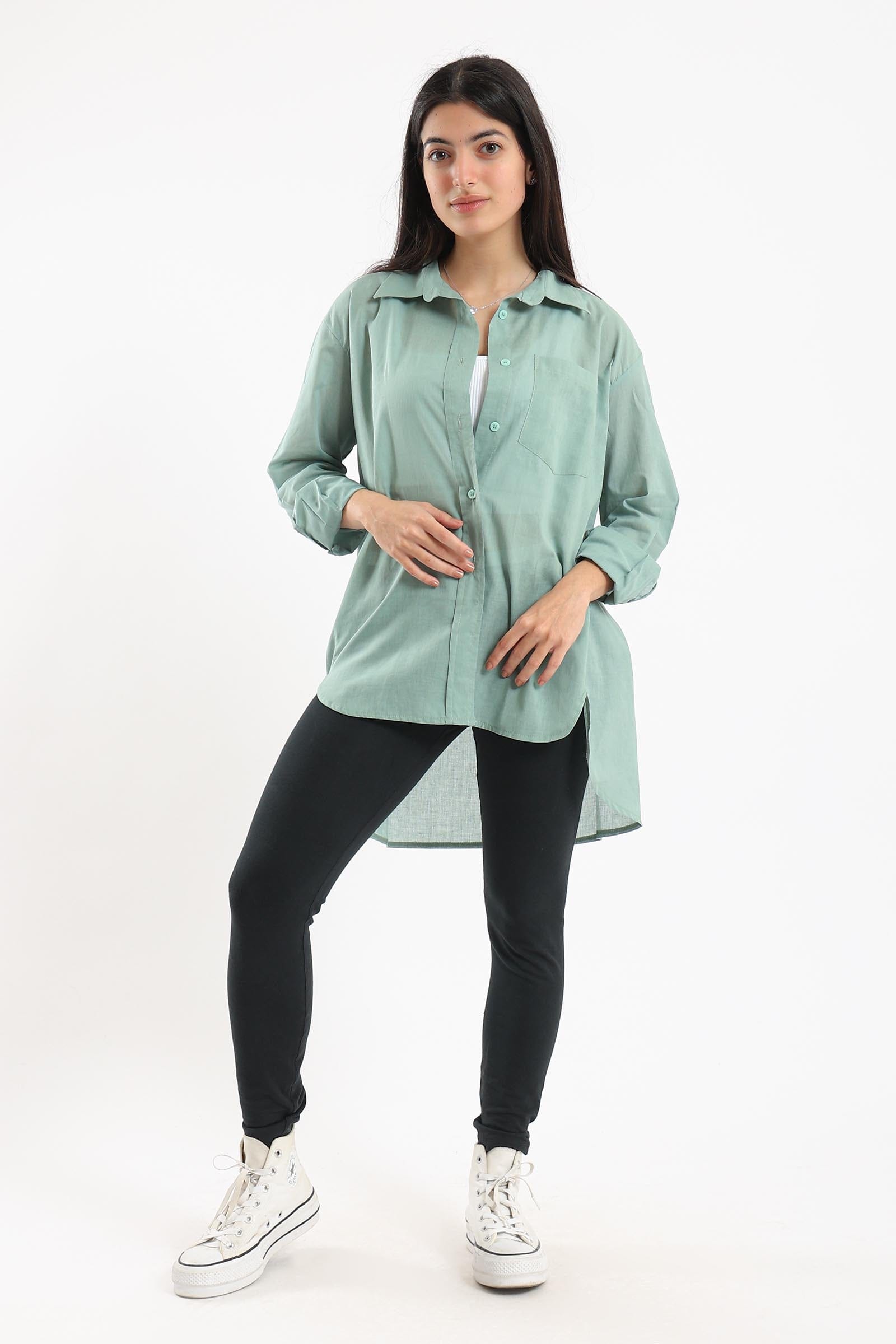 كارينا قميص نسائي طويل مريح طويل من الخلف