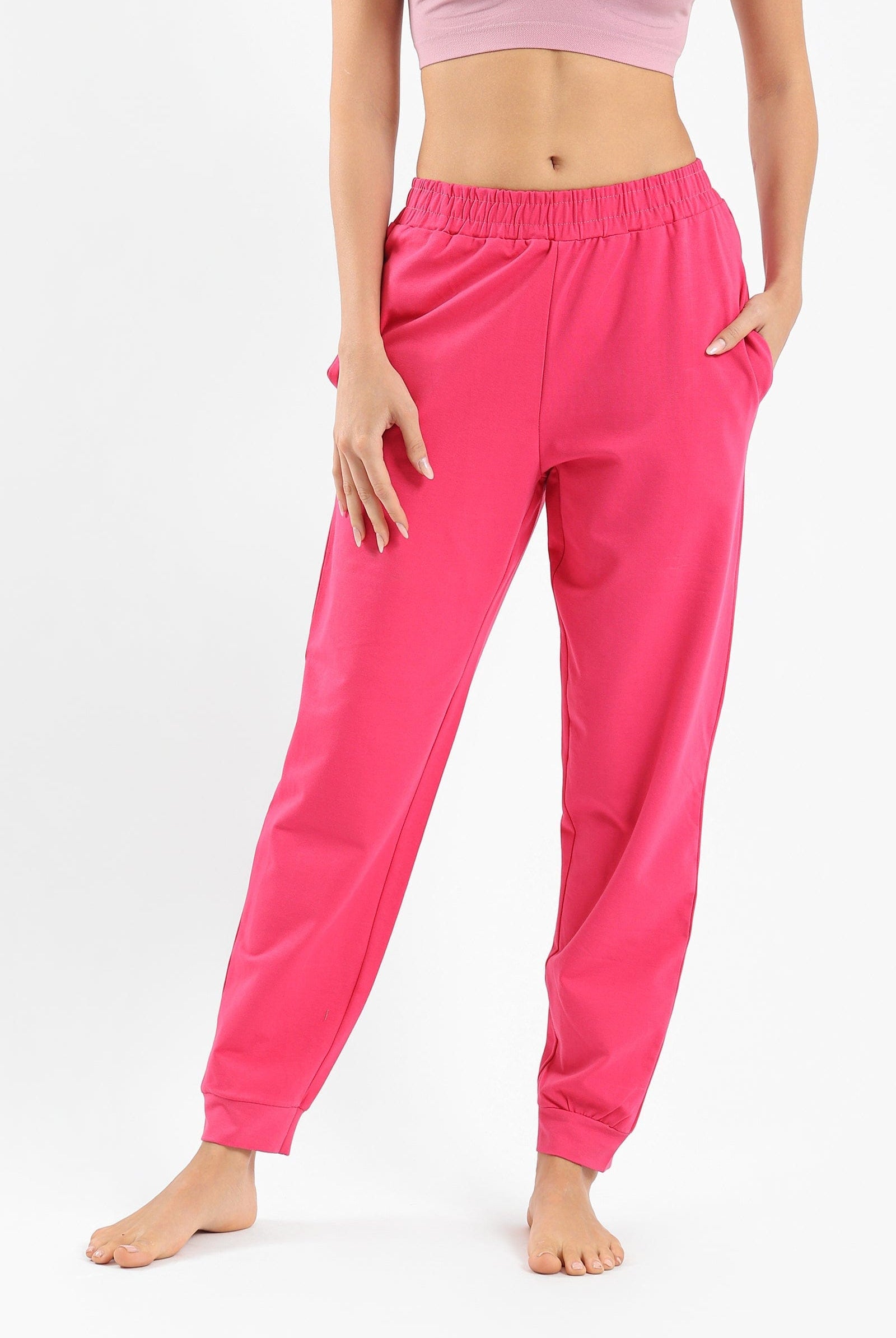 كارينا بنطلون بيجامة واسع خصر مرتفع بأساور