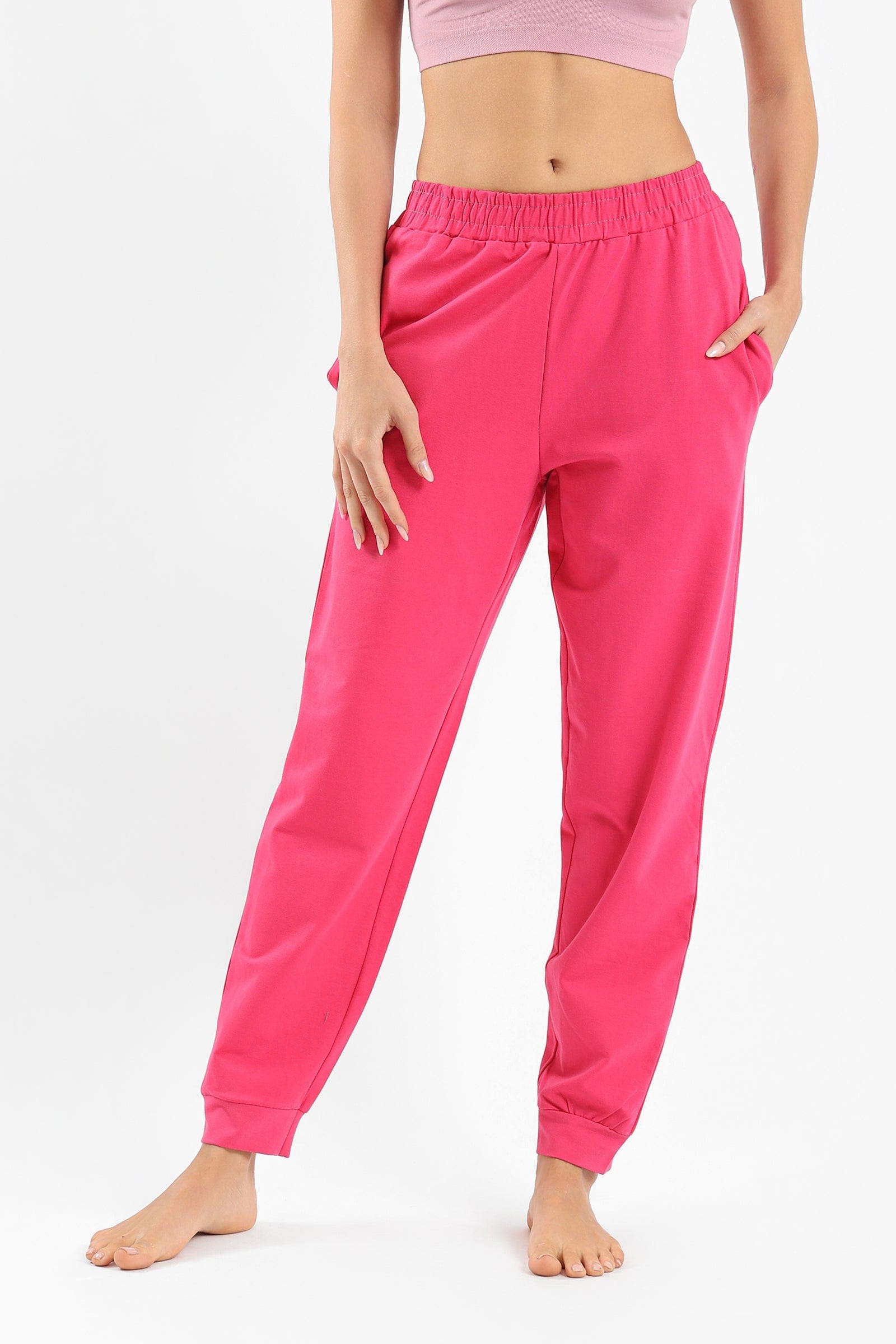 كارينا بنطلون بيجامة واسع خصر مرتفع بأساور